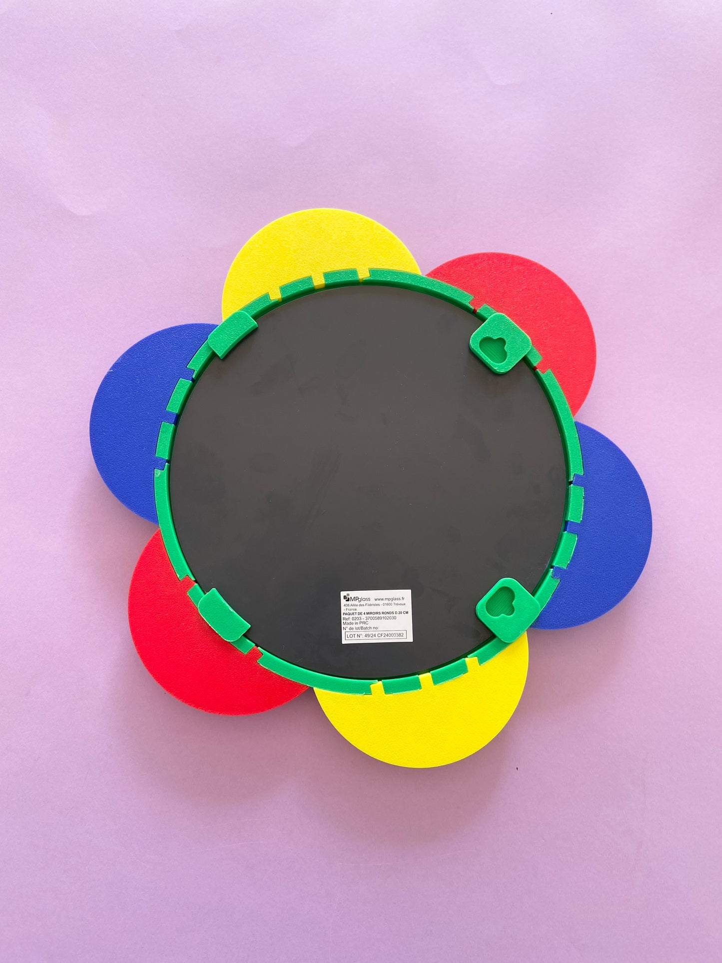 Miroir FLEUR QUADRICOLOR rond VERT