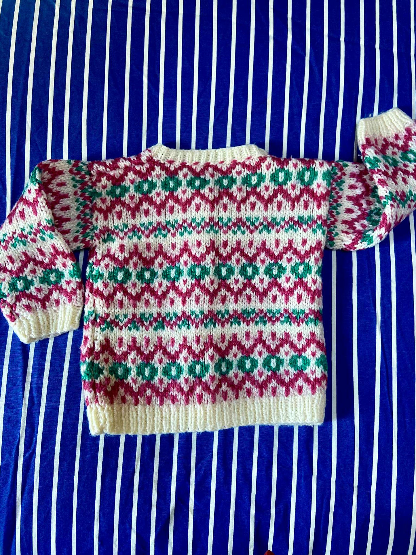 Gilet fait main vintage ROSE/VERT