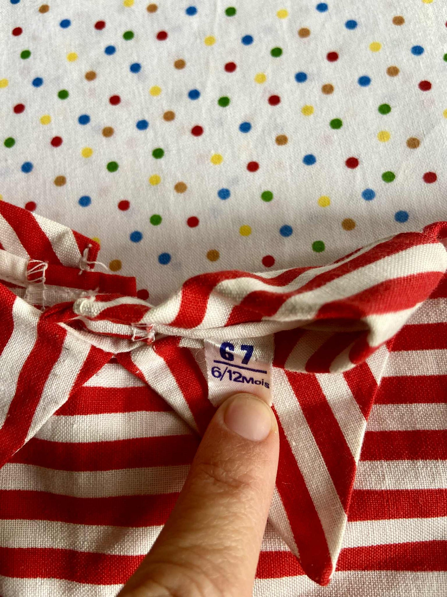 Haut vintage bebe col pointu RAYURES