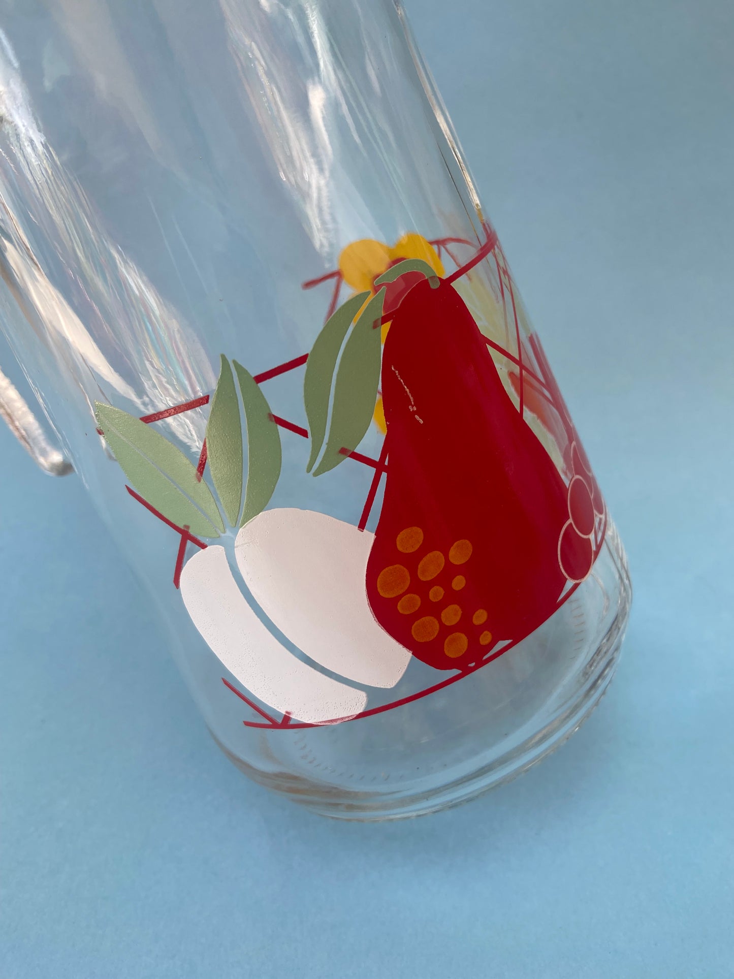 Pichet en verre vintage FRUITS/FLEURS