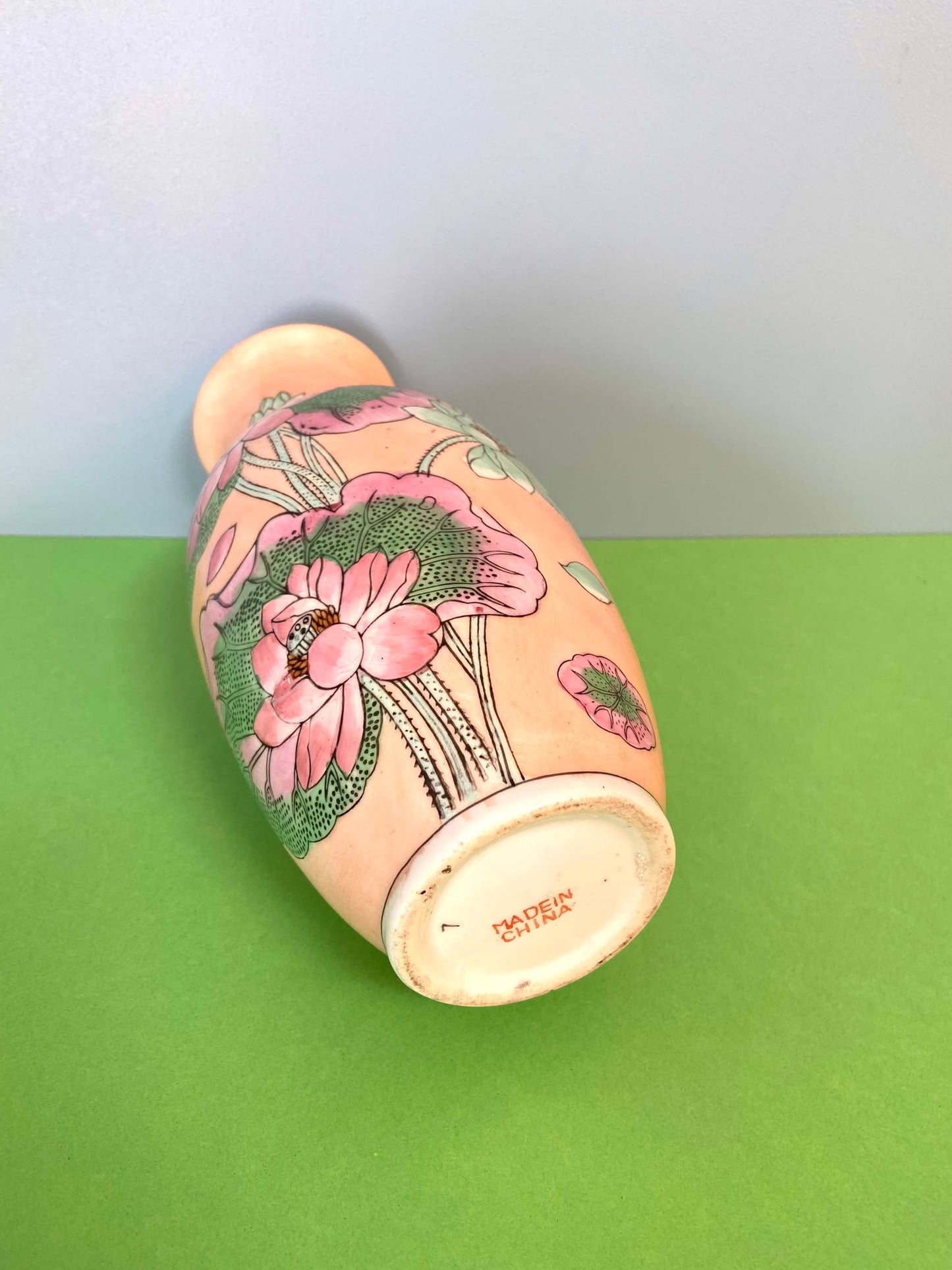 Vase céramique chinoise motif FLORAL PASTEL