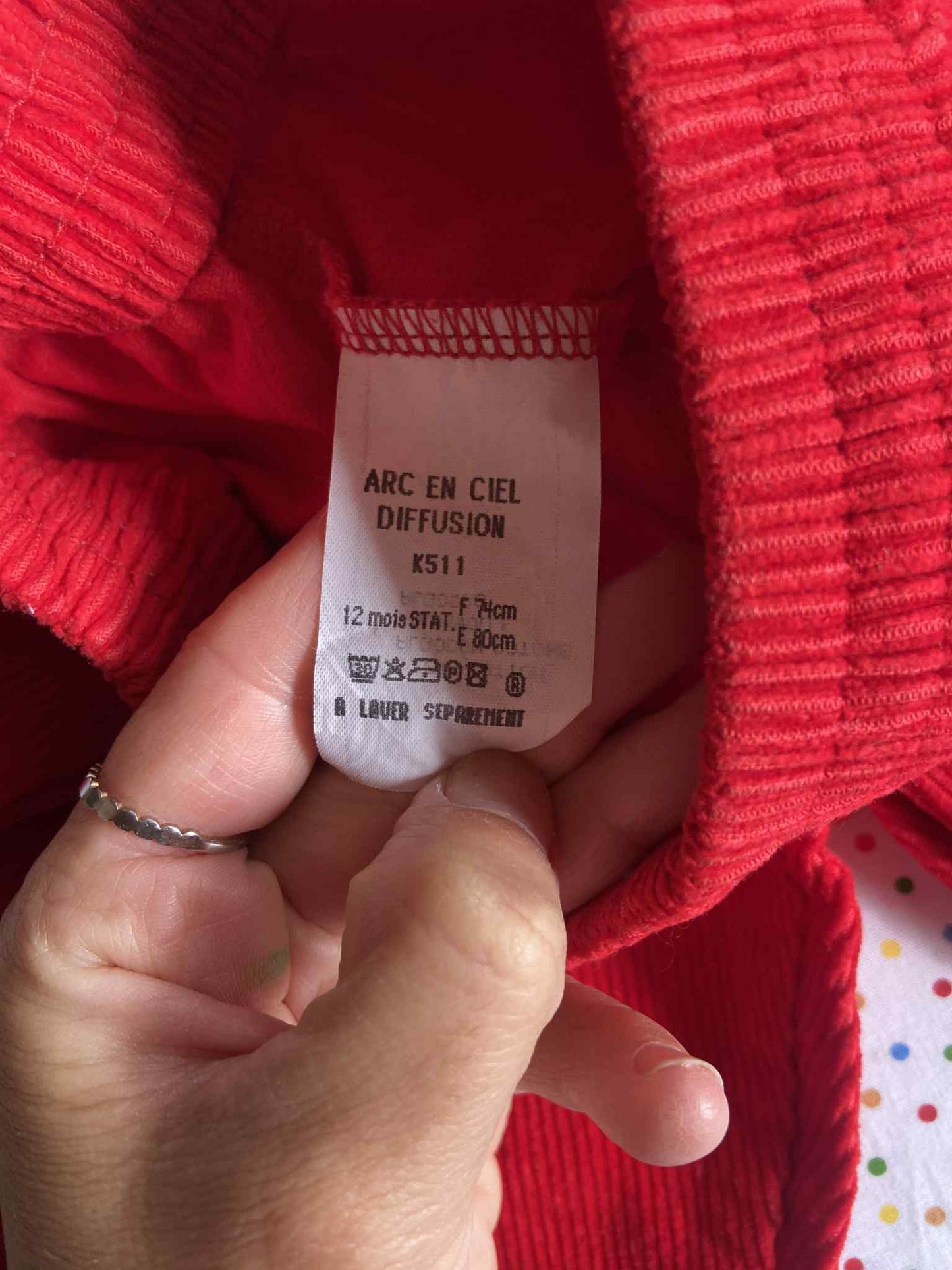 Pantalon vintage velours côtelé ROUGE