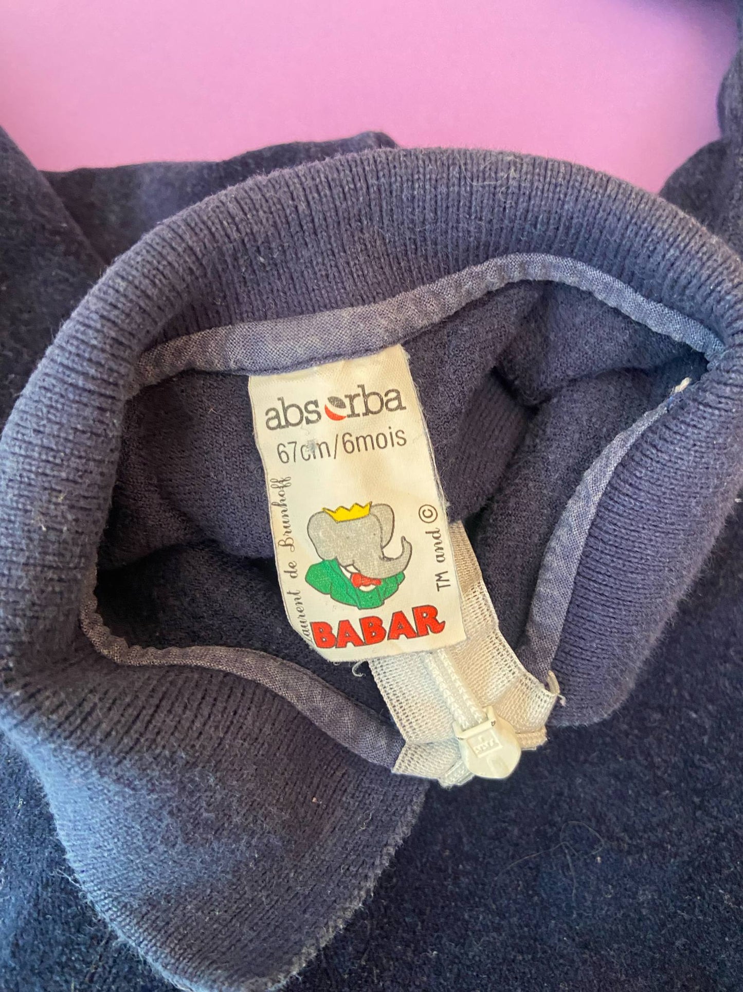 Pyjama velours BABAR en bateau avec col