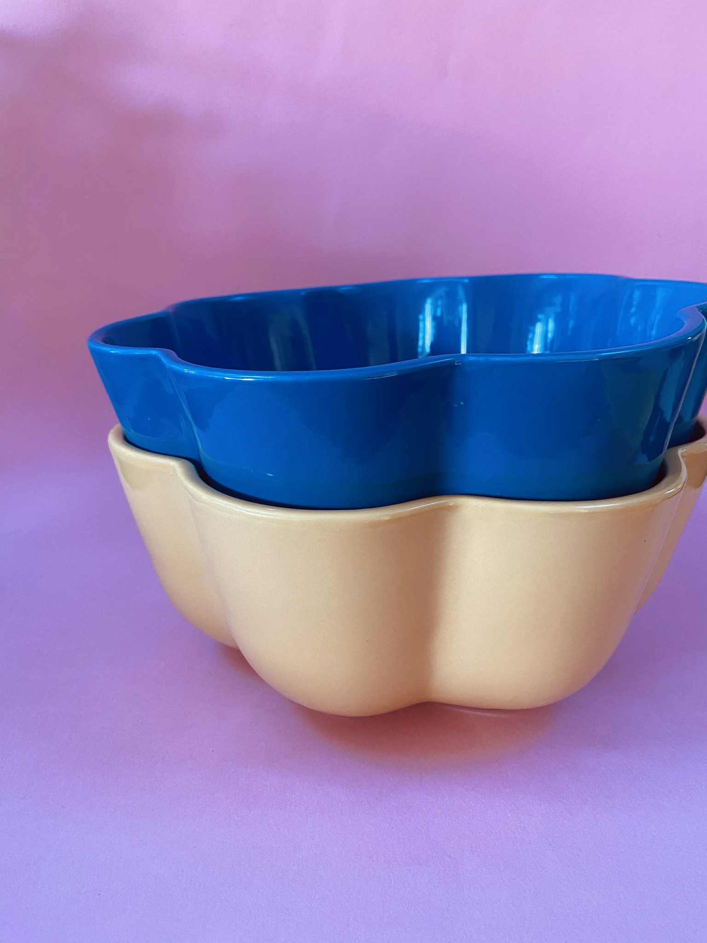 Grand saladier céramique ondulé BLEU