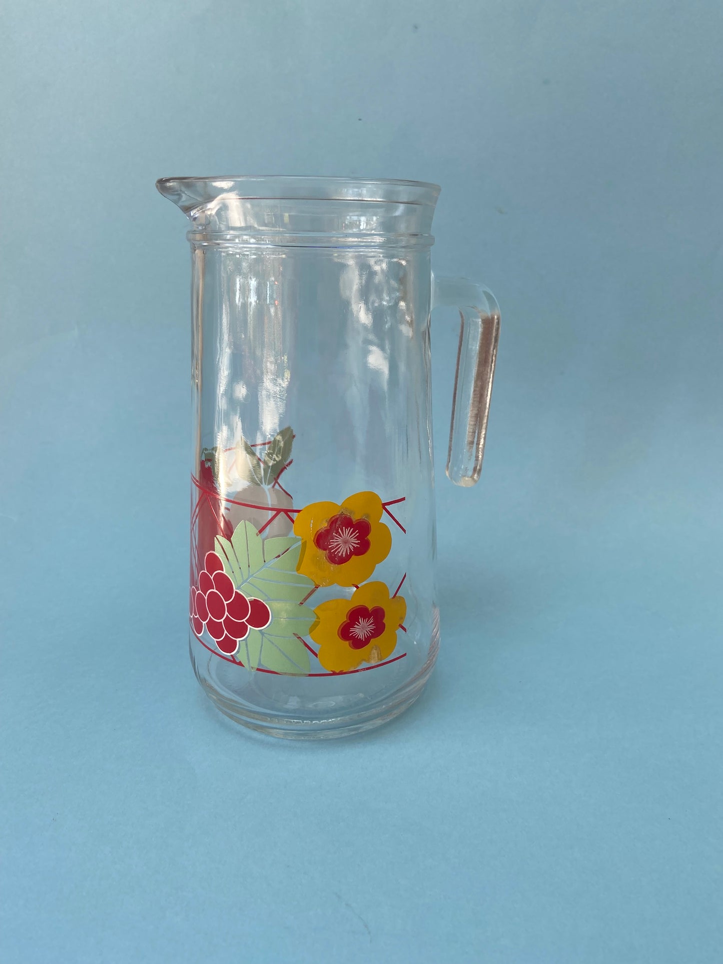 Pichet en verre vintage FRUITS/FLEURS