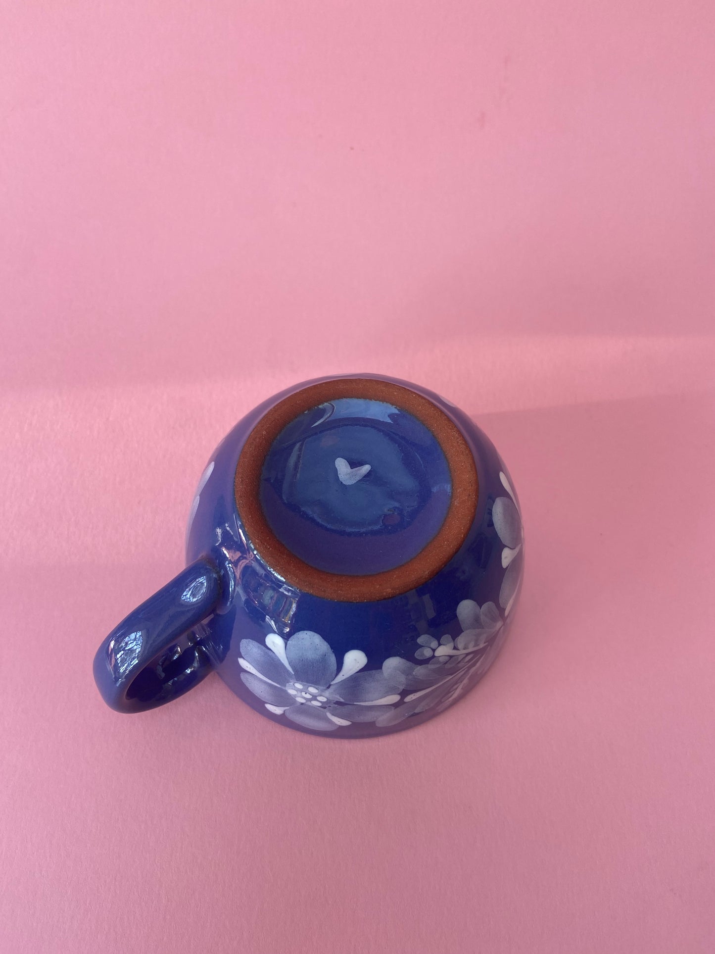 Tasse céramique bleu décor FLORAL peint