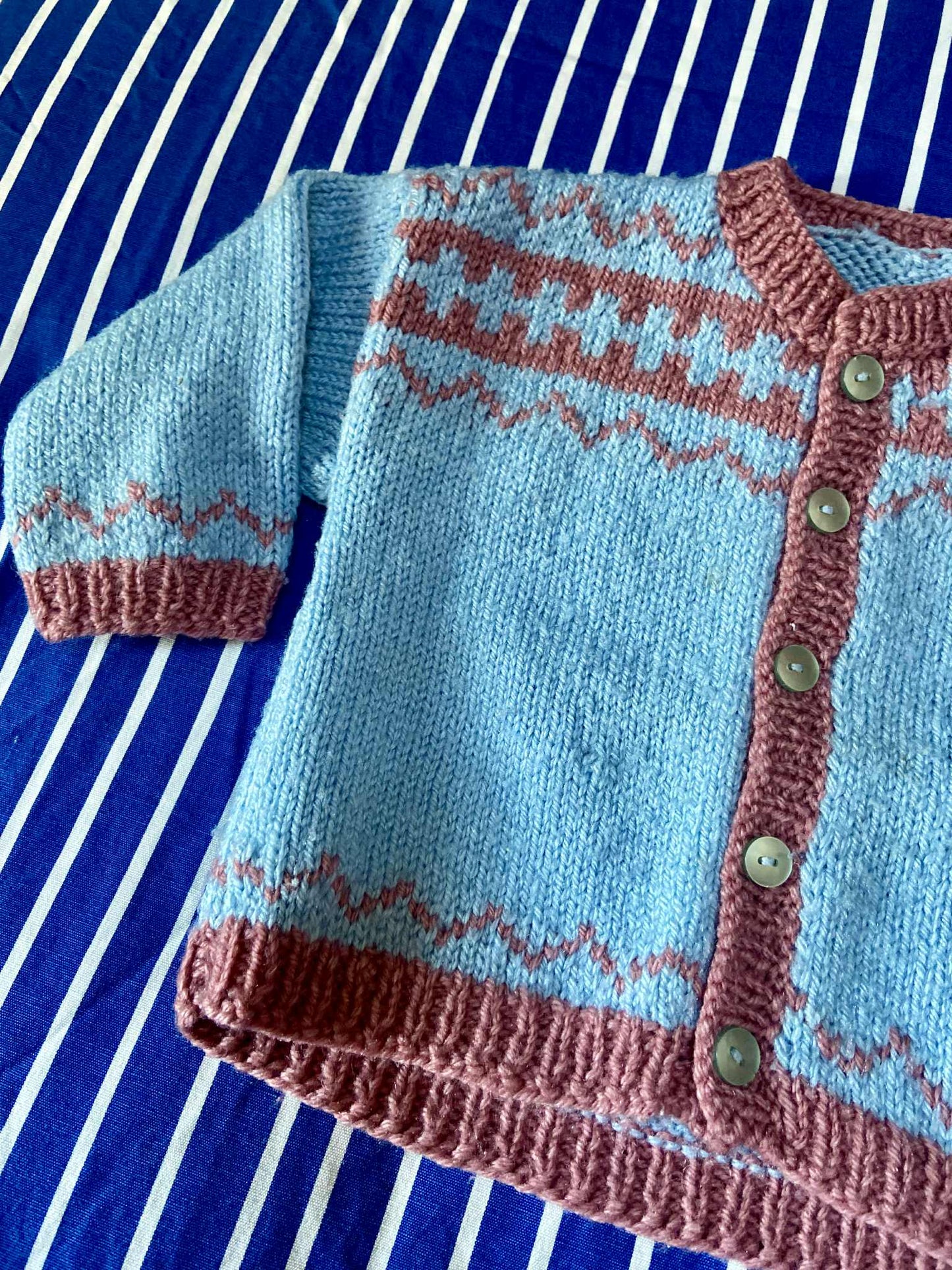 Gilet fait main vintage ROSE/BLEU
