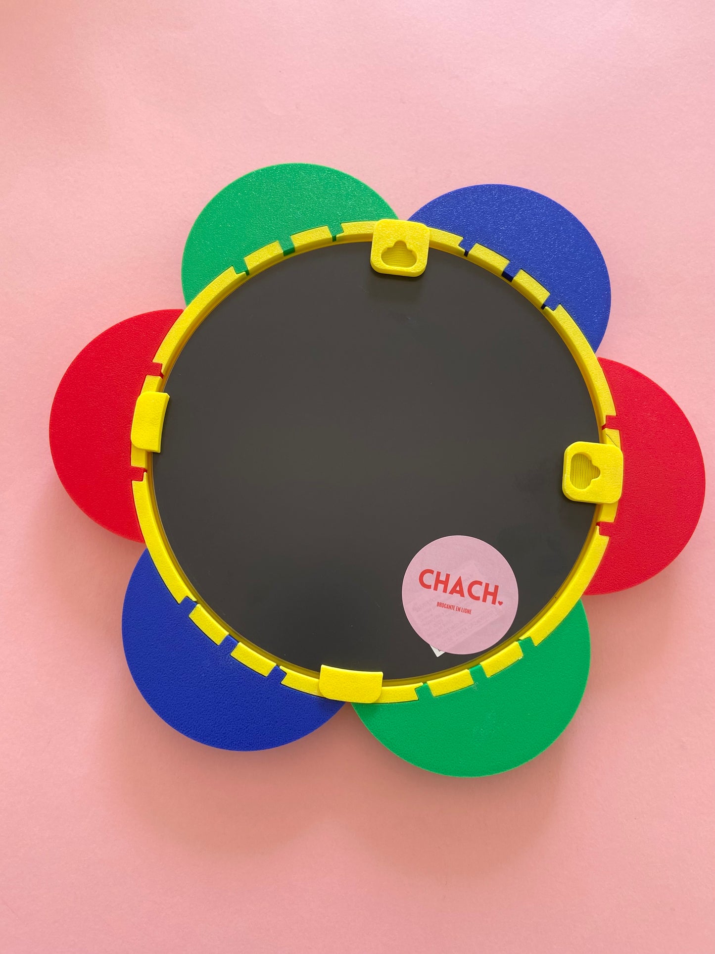 Miroir FLEUR QUADRICOLOR rond JAUNE