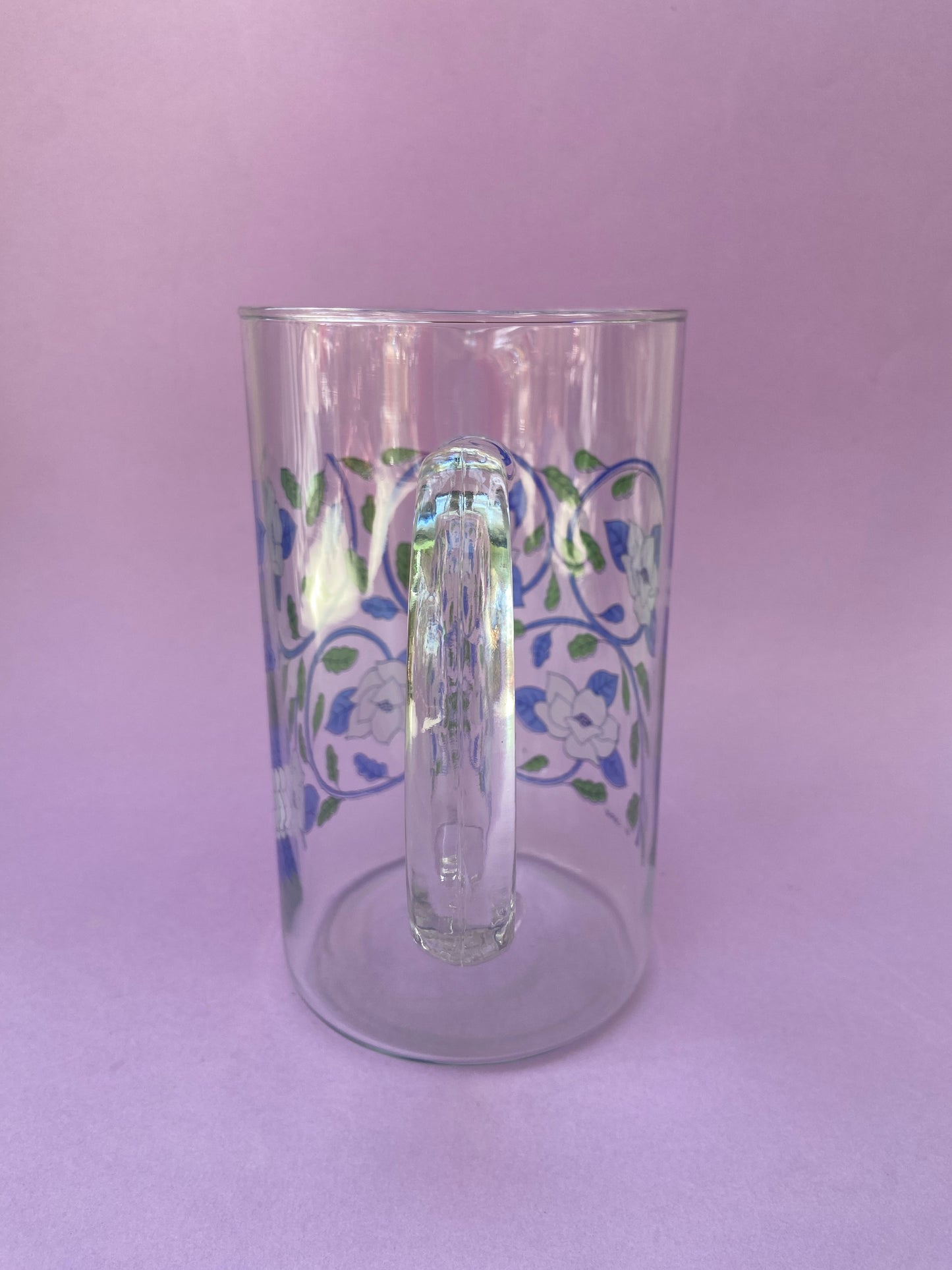 Pichet verre CERVE fleurs et feuillage