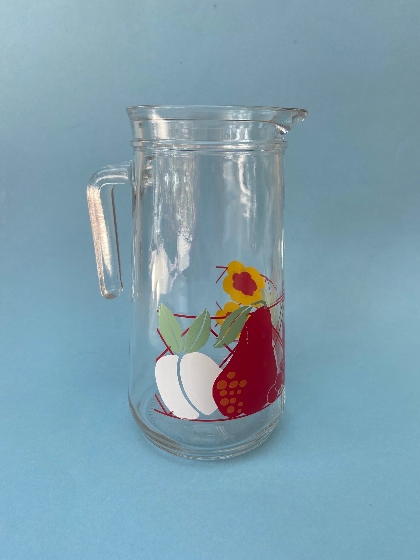 Pichet en verre vintage FRUITS/FLEURS