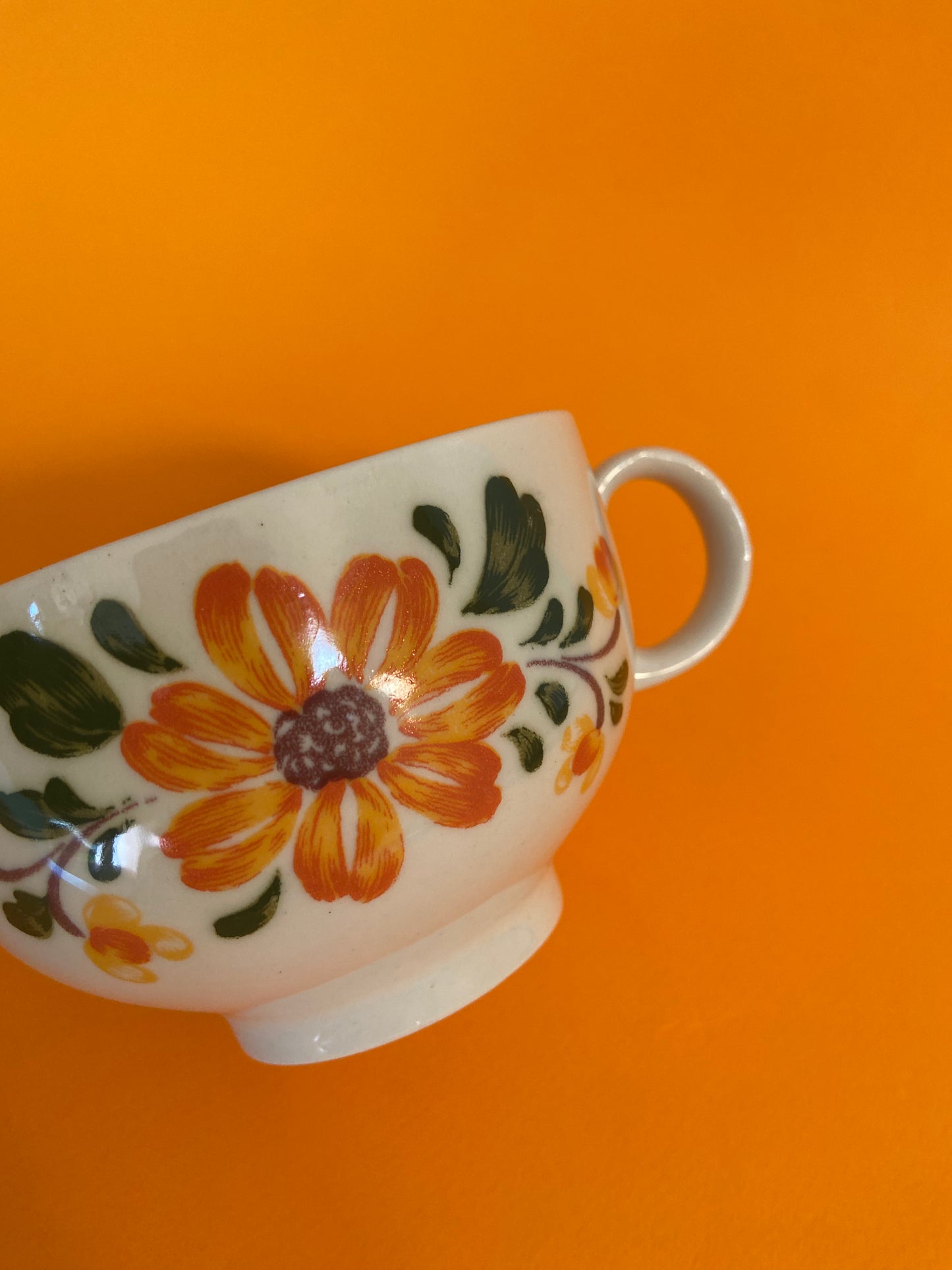 Grande tasse motif floral ORANGE
