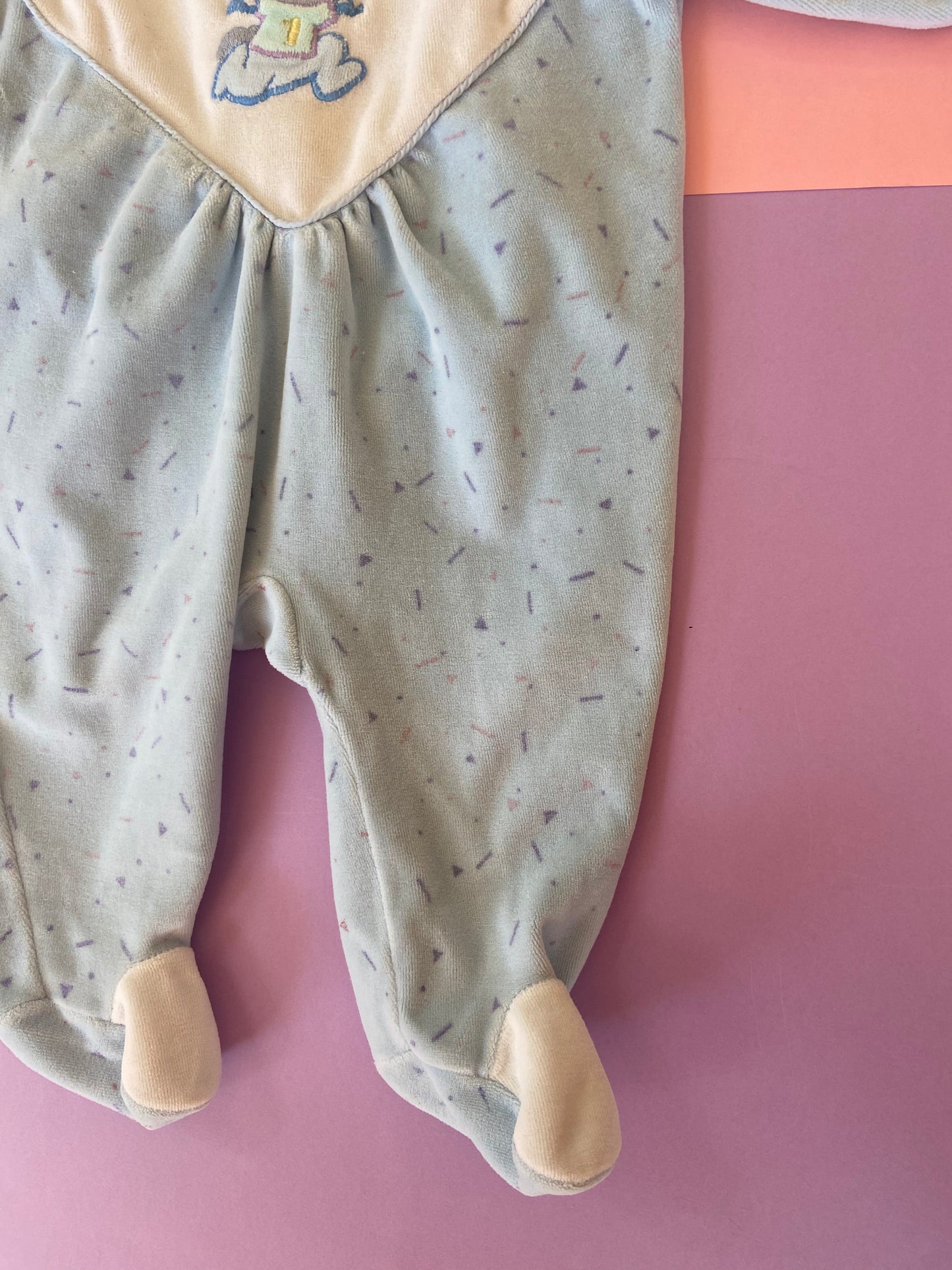 Pyjama velours vintage LAPIN BLEU