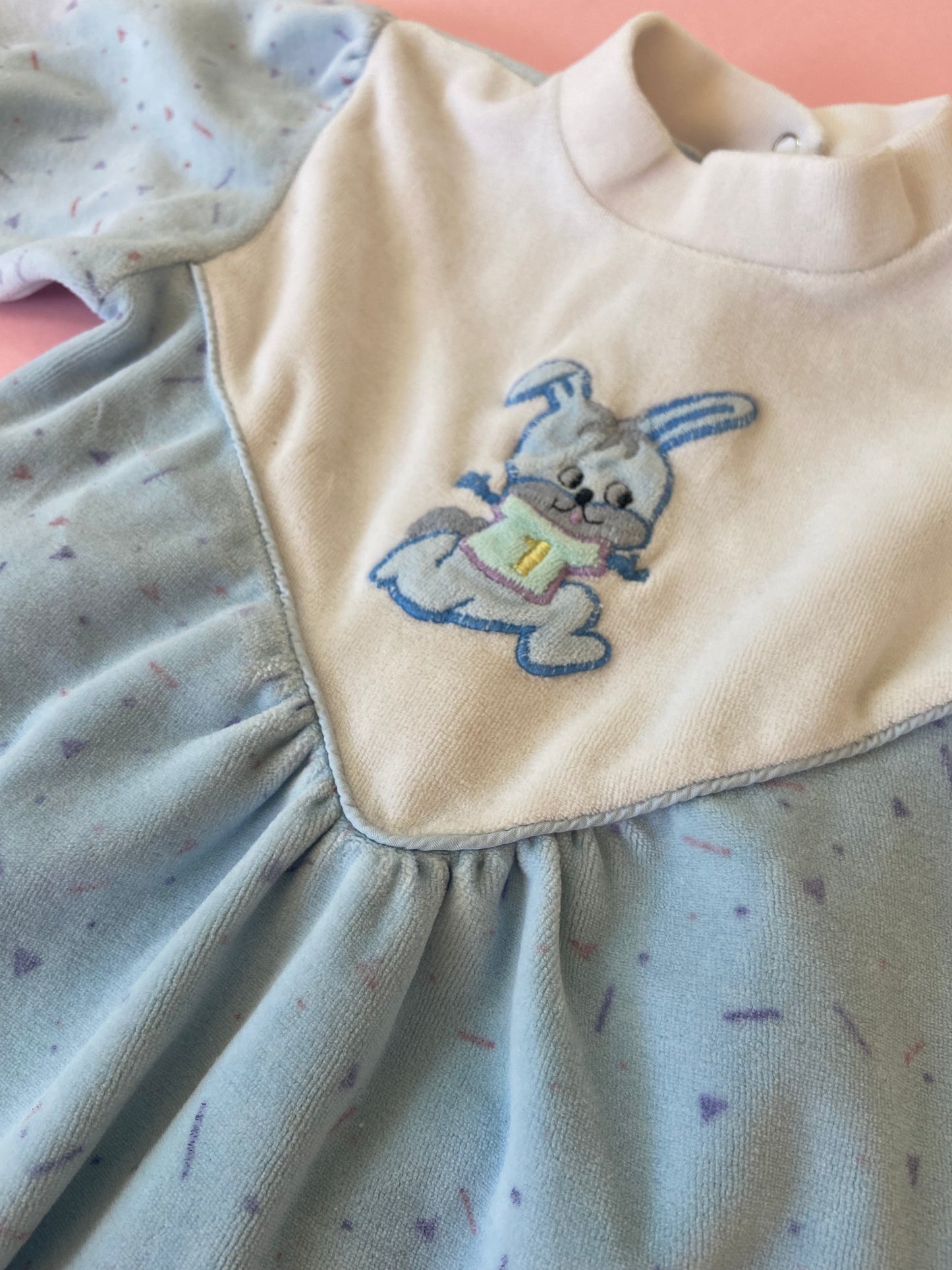 Pyjama velours vintage LAPIN BLEU