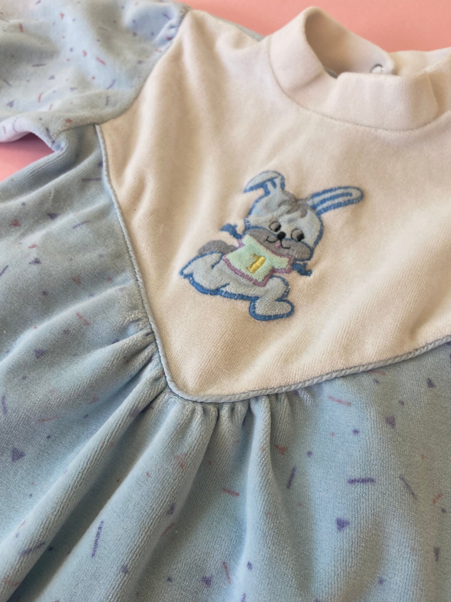 Pyjama velours vintage LAPIN BLEU