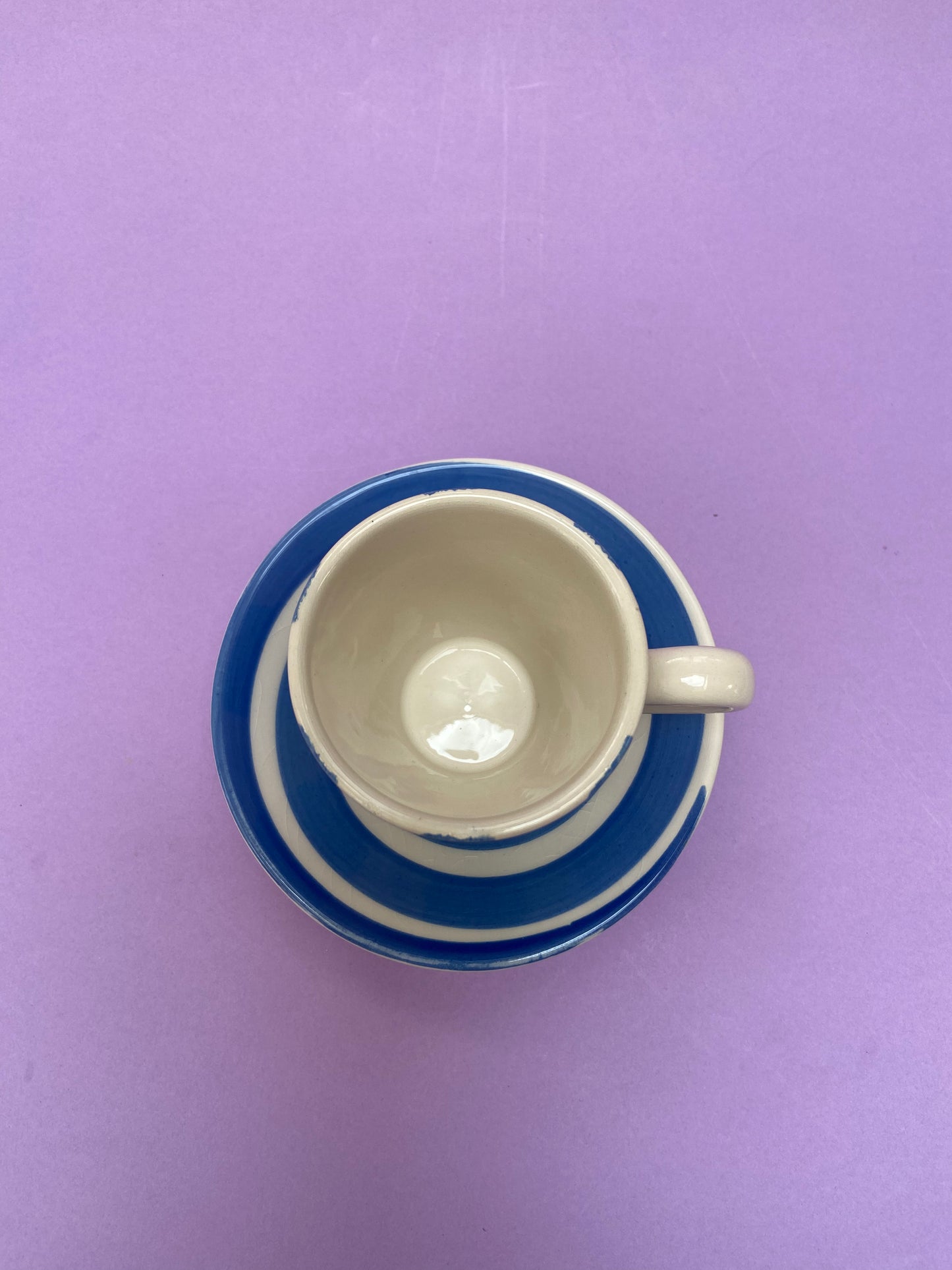 Ensemble tasse et sous tasse RAYURES bleu