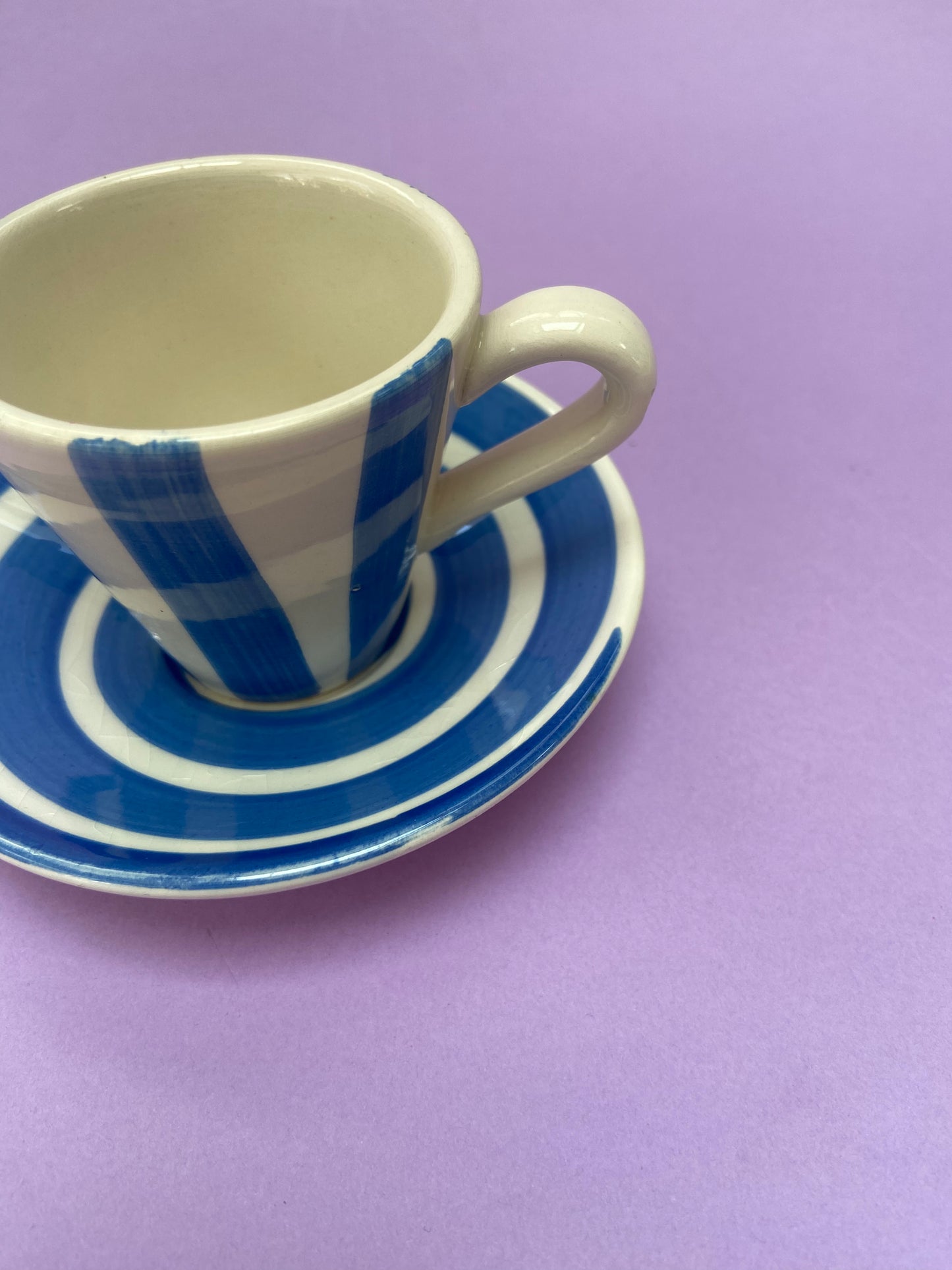 Ensemble tasse et sous tasse RAYURES bleu