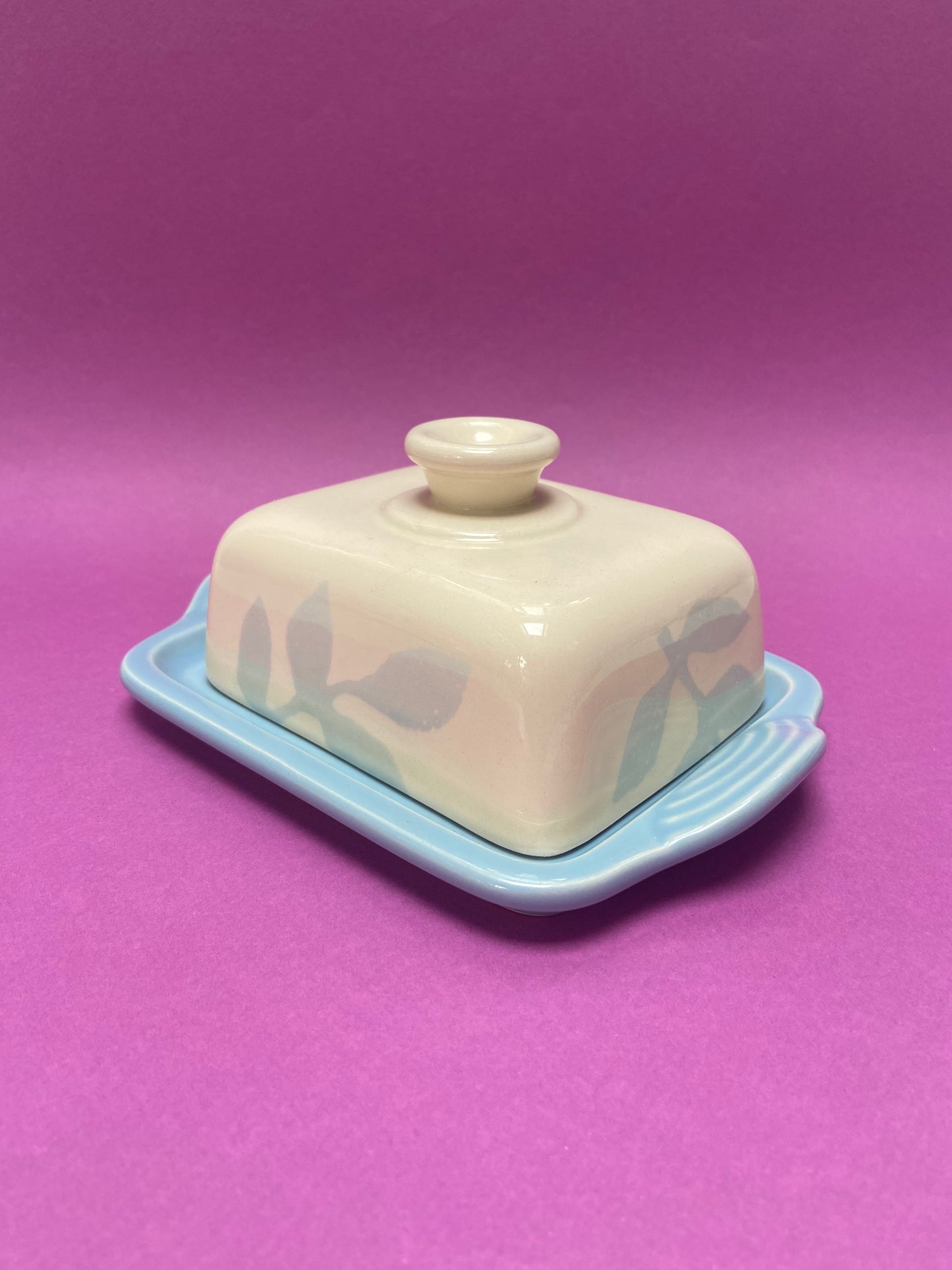 Beurrier céramique CRÈME/BLEU CIEL