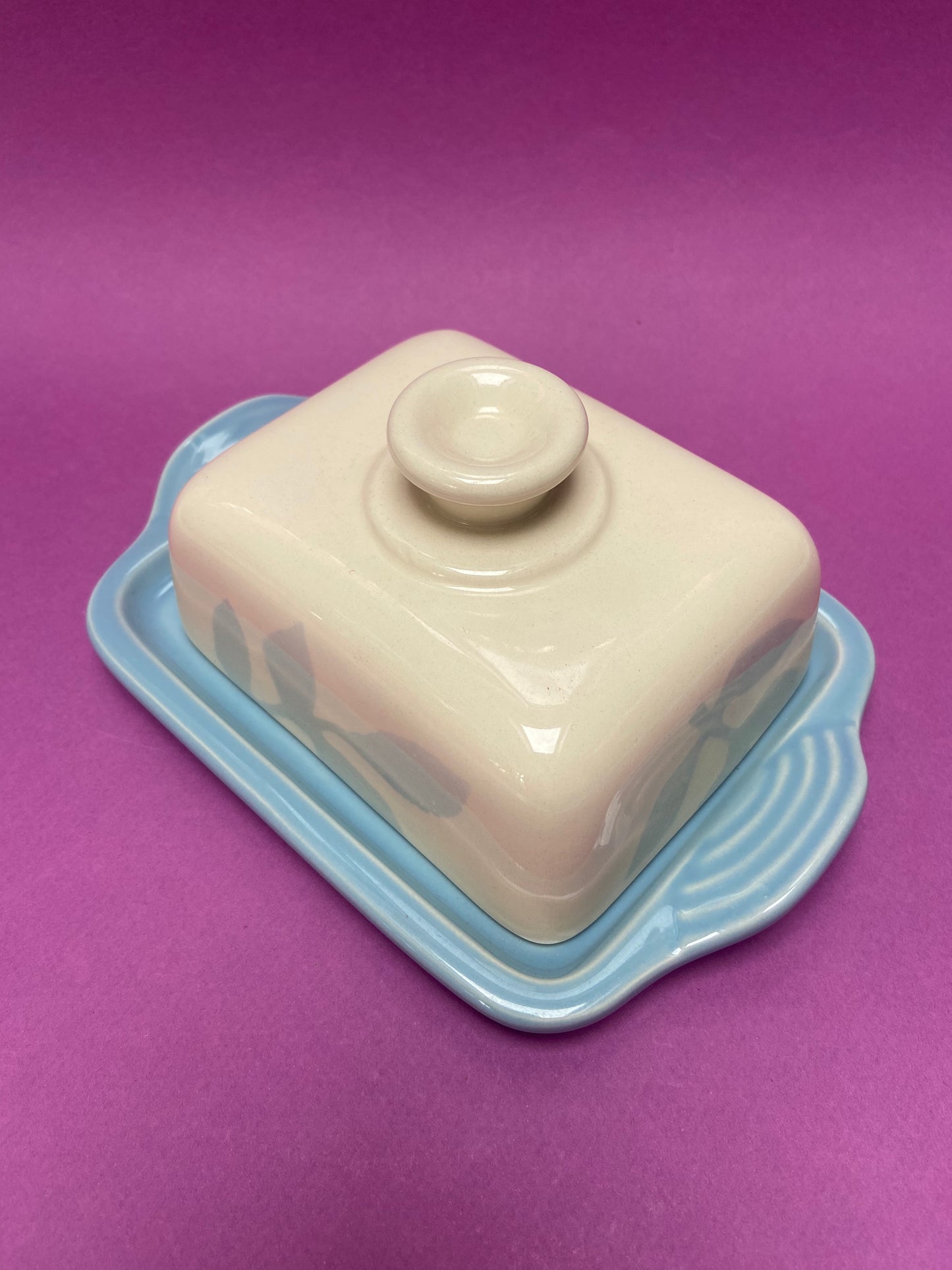 Beurrier céramique CRÈME/BLEU CIEL