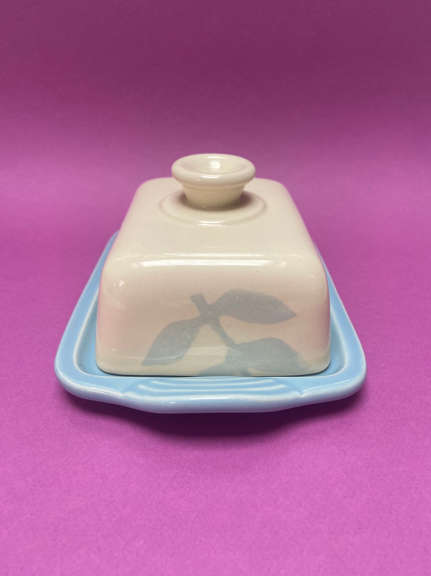 Beurrier céramique CRÈME/BLEU CIEL