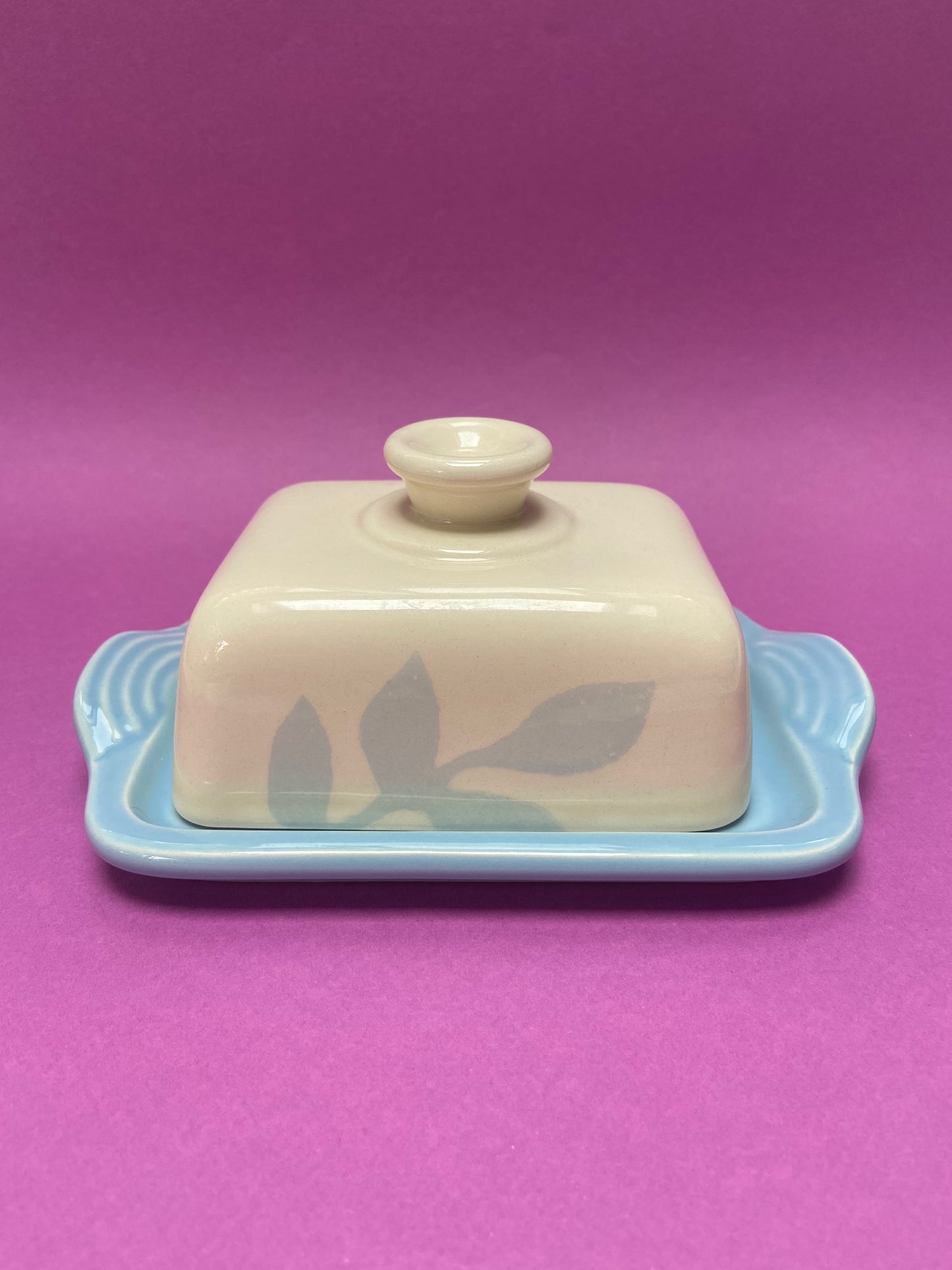 Beurrier céramique CRÈME/BLEU CIEL