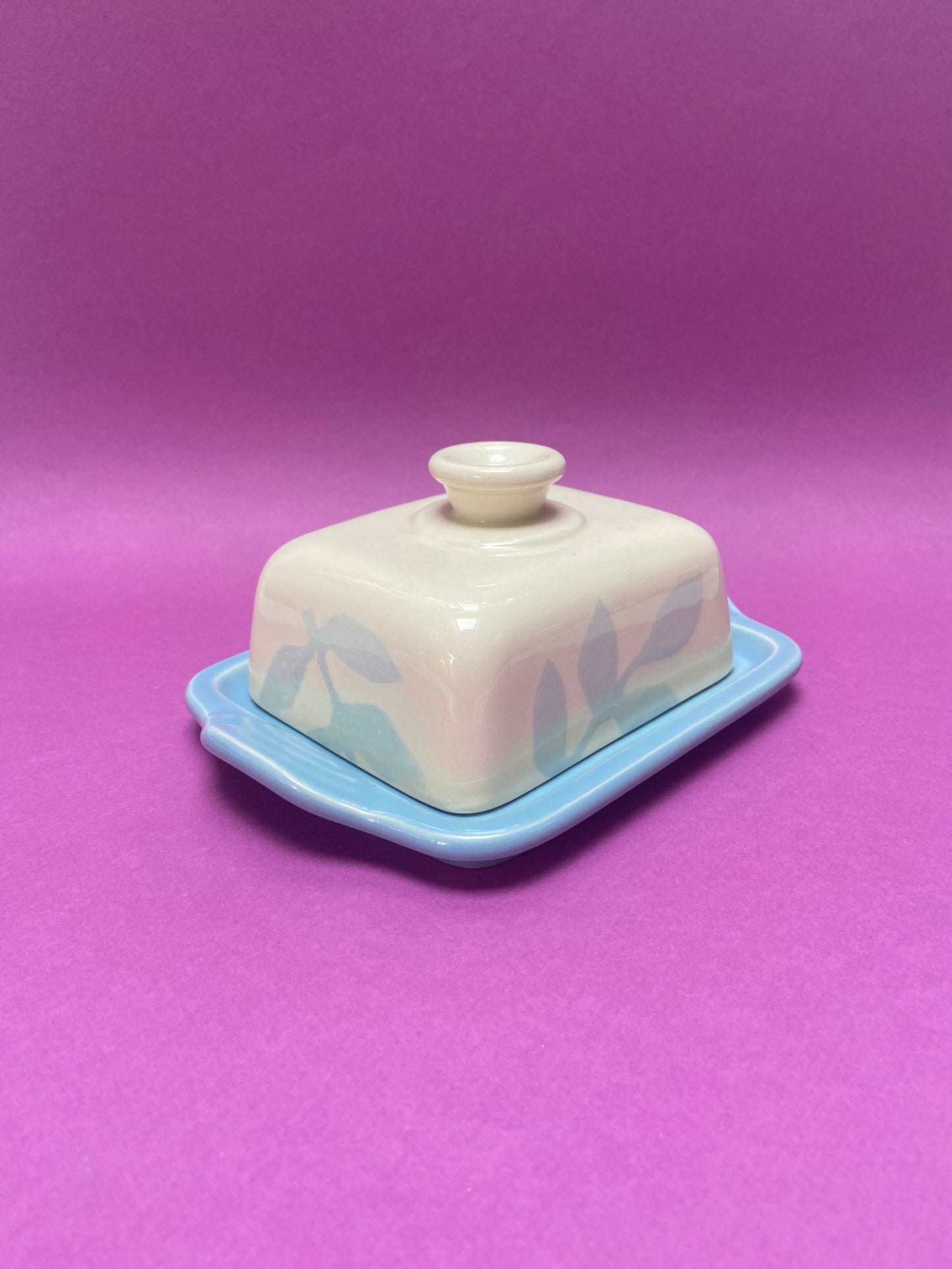 Beurrier céramique CRÈME/BLEU CIEL