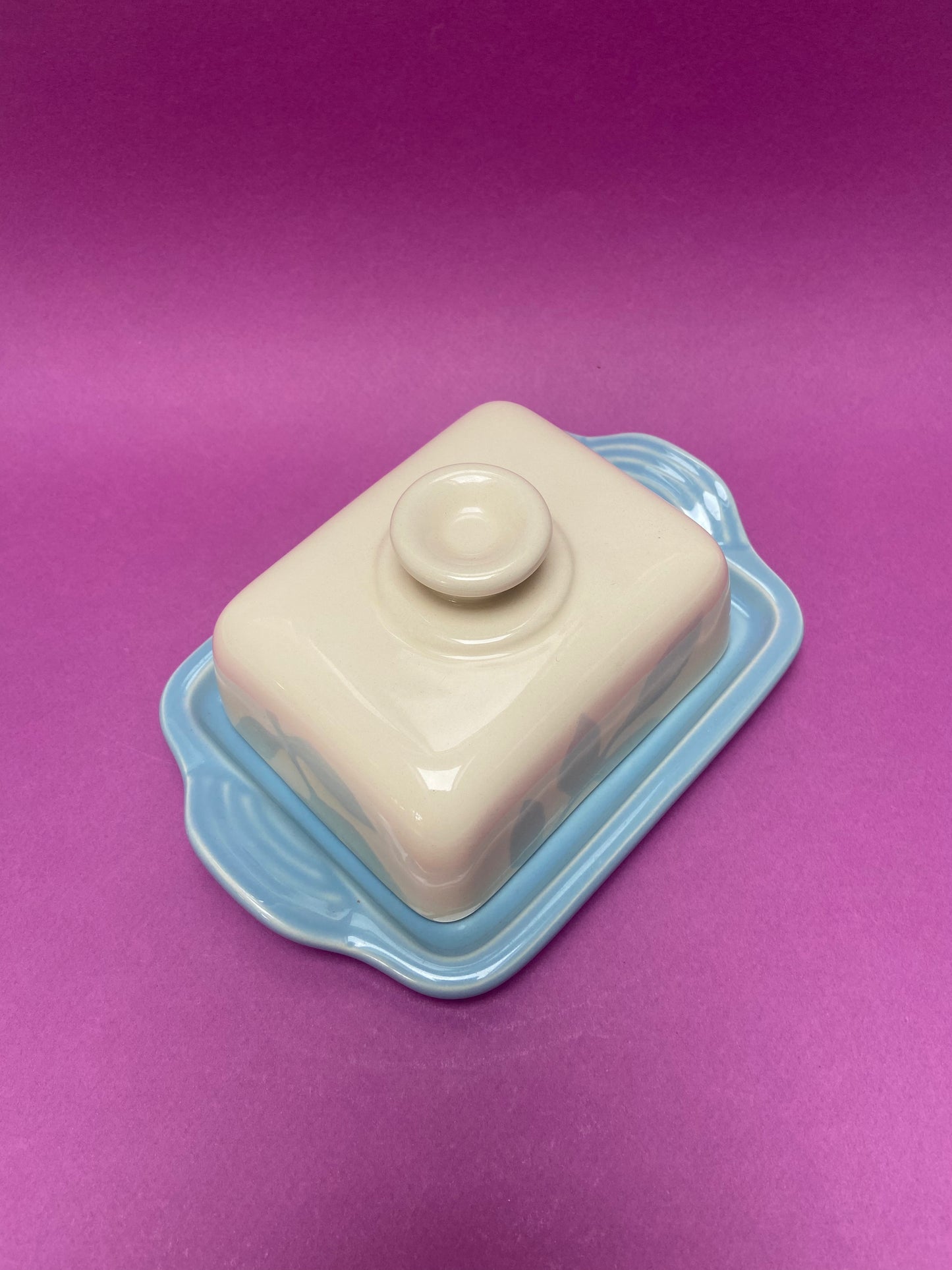 Beurrier céramique CRÈME/BLEU CIEL
