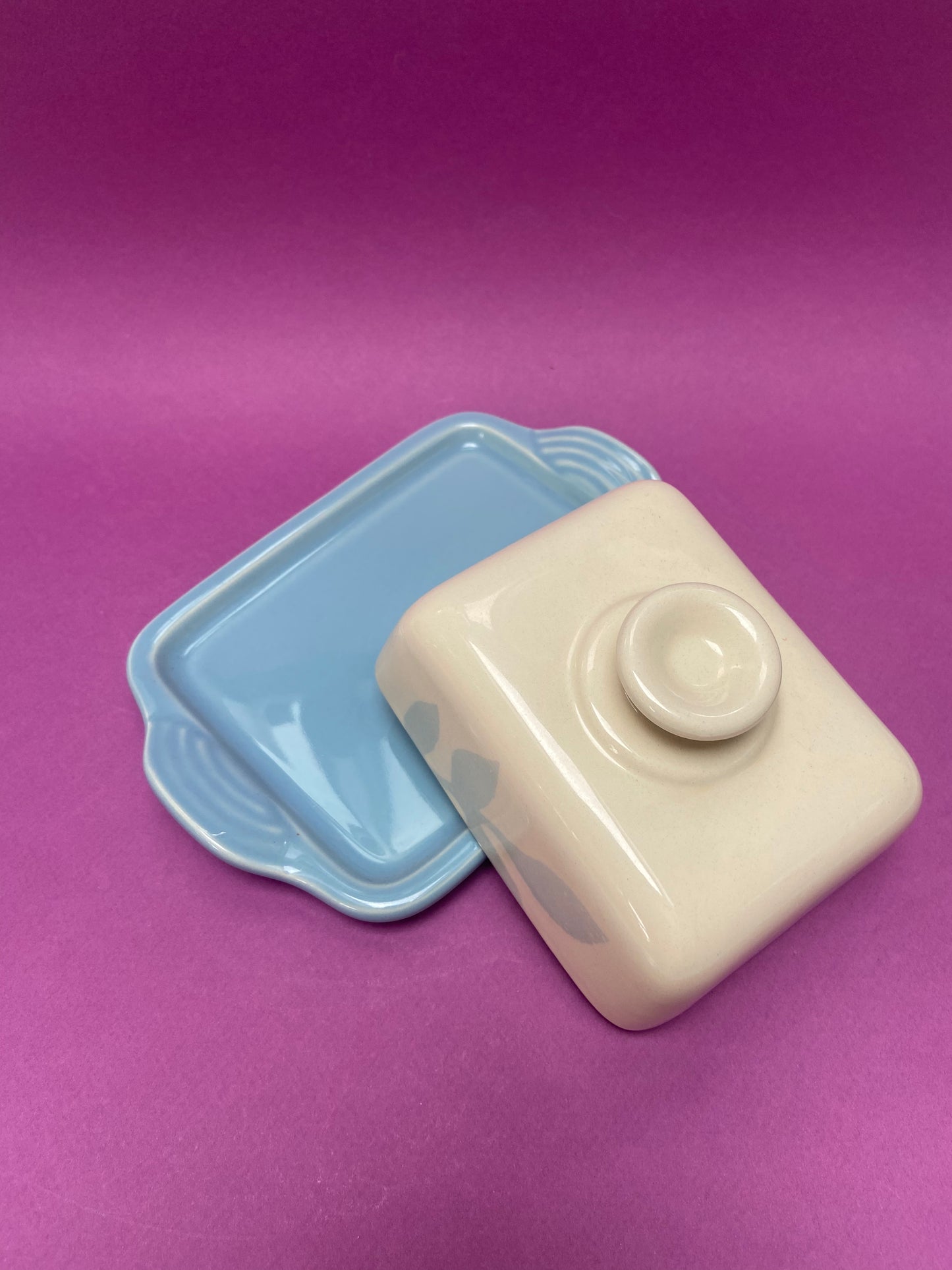 Beurrier céramique CRÈME/BLEU CIEL