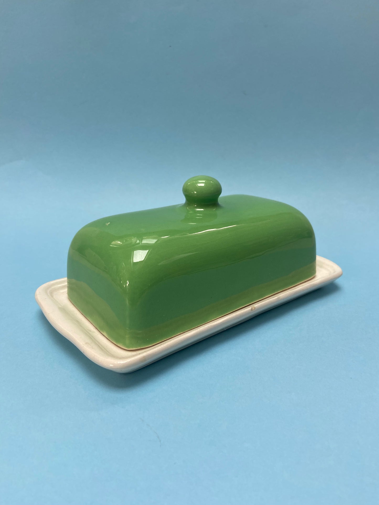 Beurrier céramique Bicolore CRÈME/VERT TENDRE