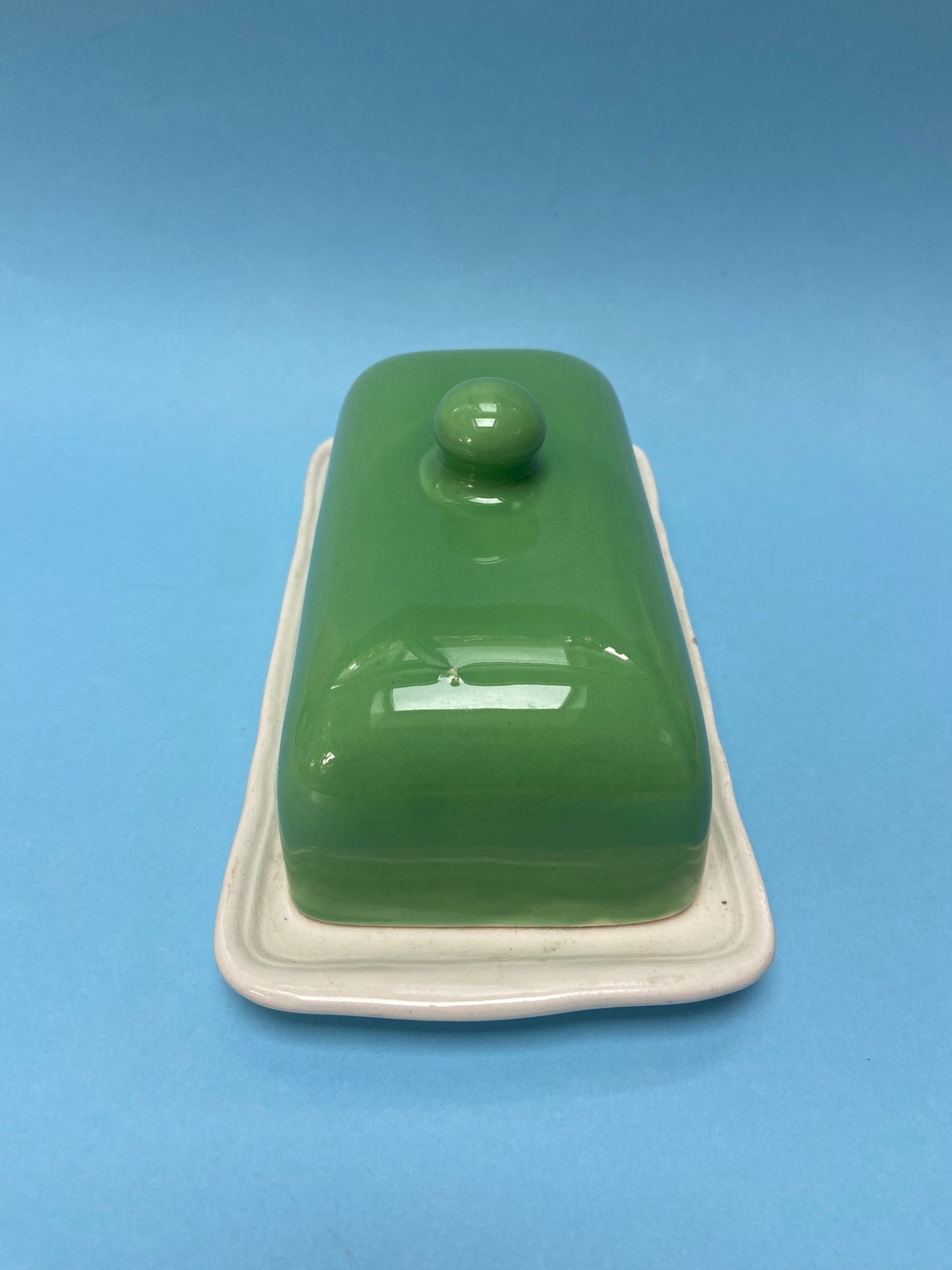 Beurrier céramique Bicolore CRÈME/VERT TENDRE
