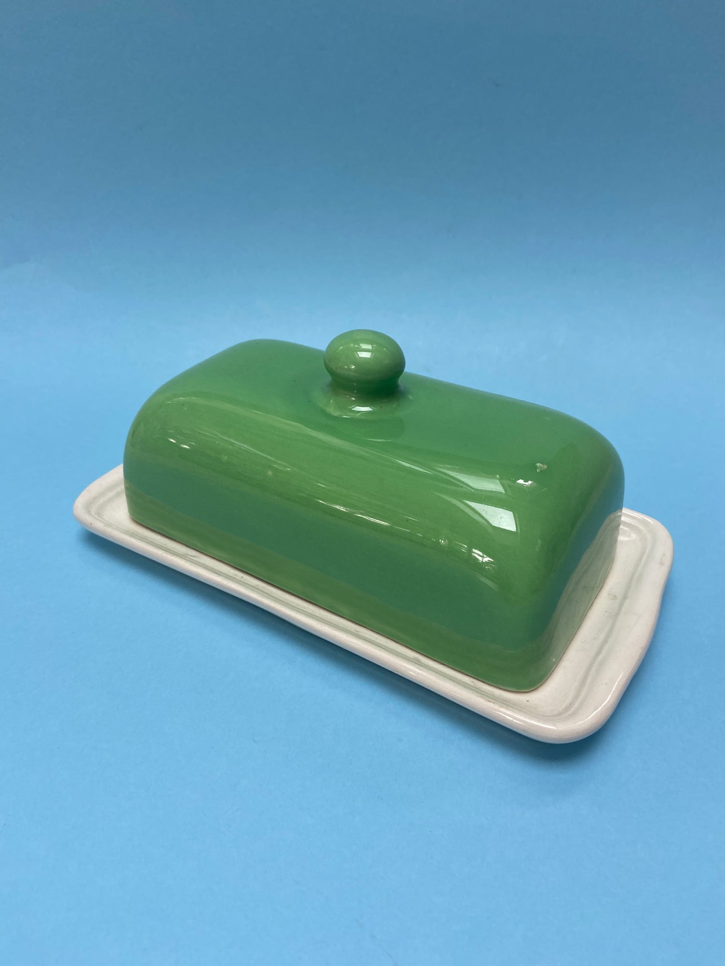 Beurrier céramique Bicolore CRÈME/VERT TENDRE