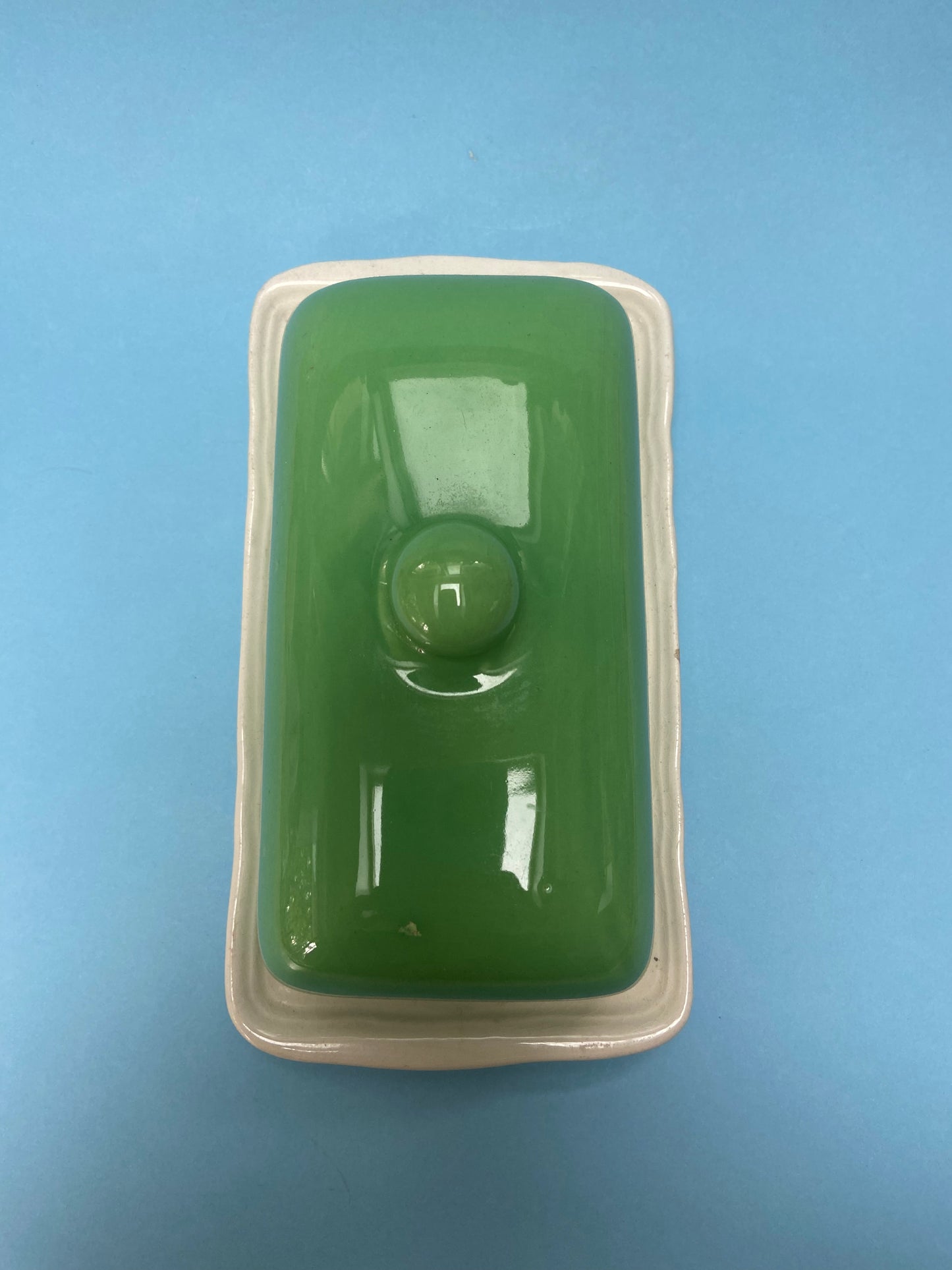Beurrier céramique Bicolore CRÈME/VERT TENDRE