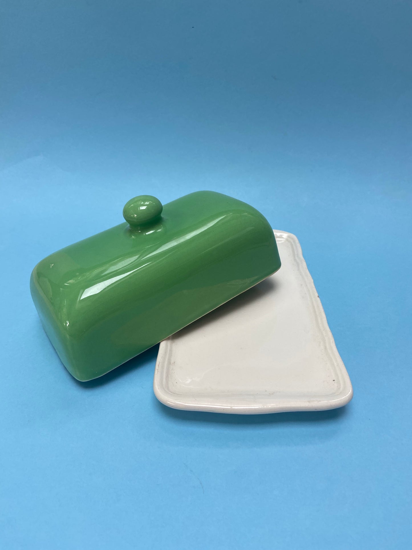 Beurrier céramique Bicolore CRÈME/VERT TENDRE