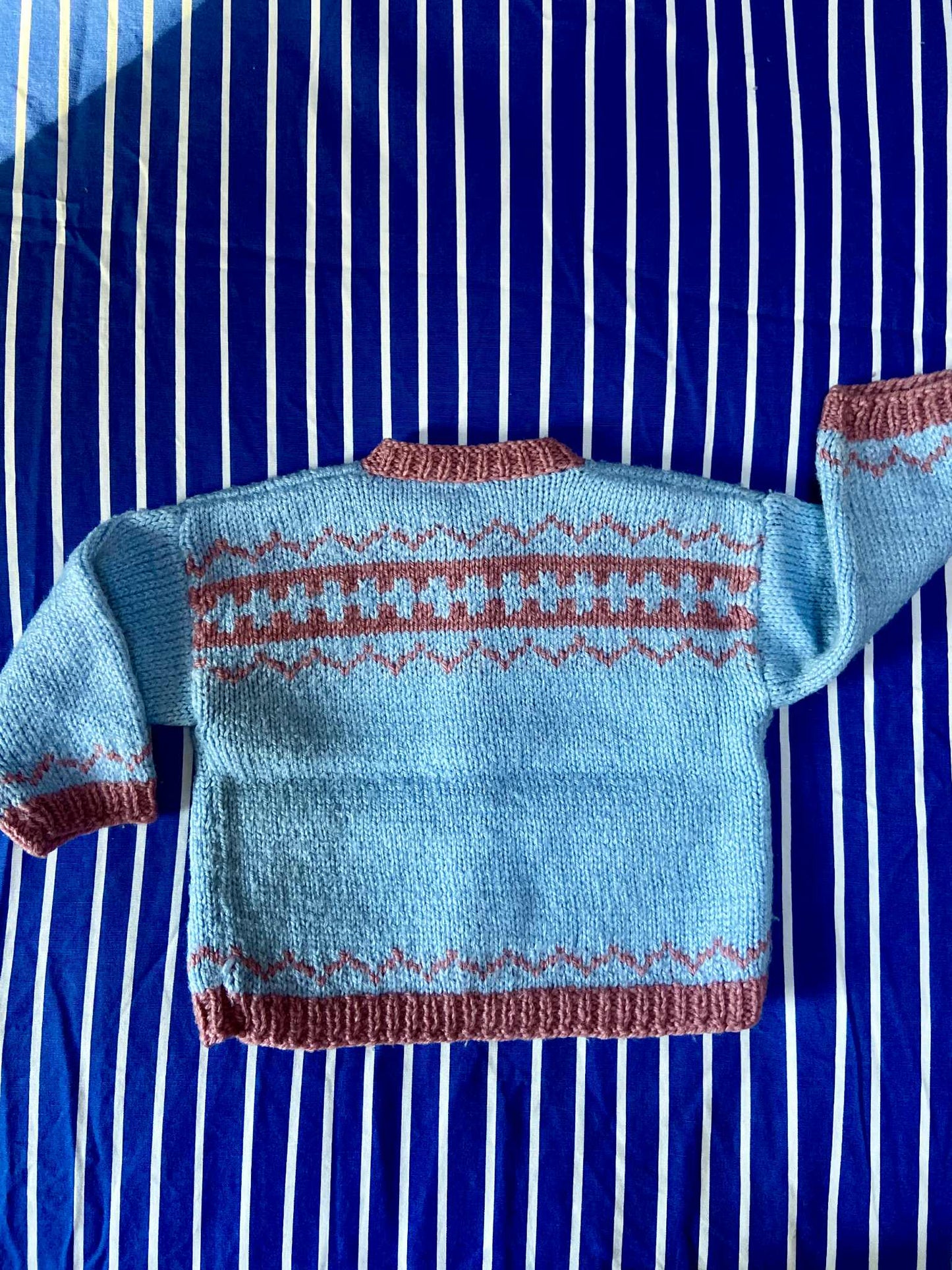 Gilet fait main vintage ROSE/BLEU