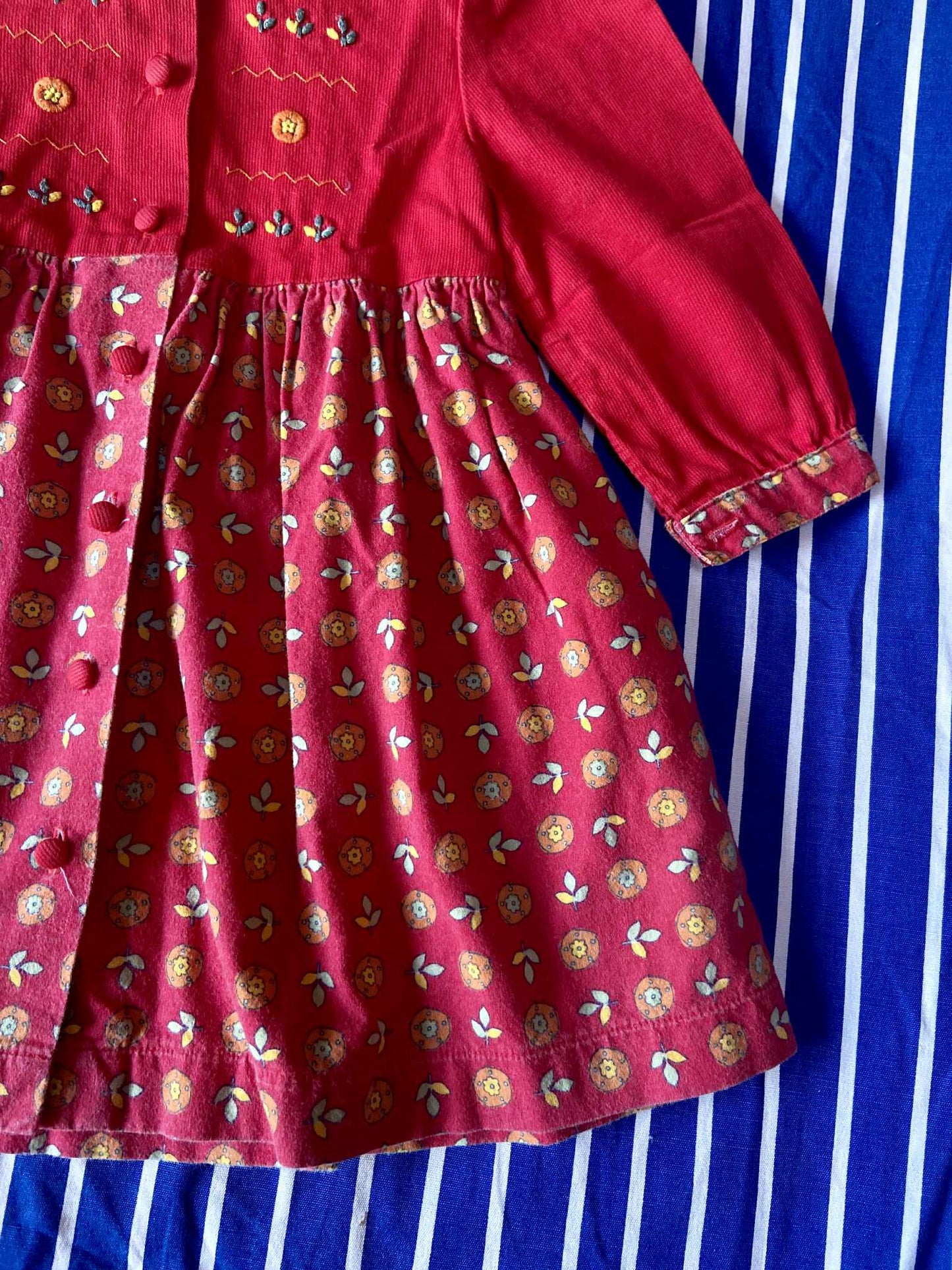 Robe rouge vintage FLEURS AUTOMNE
