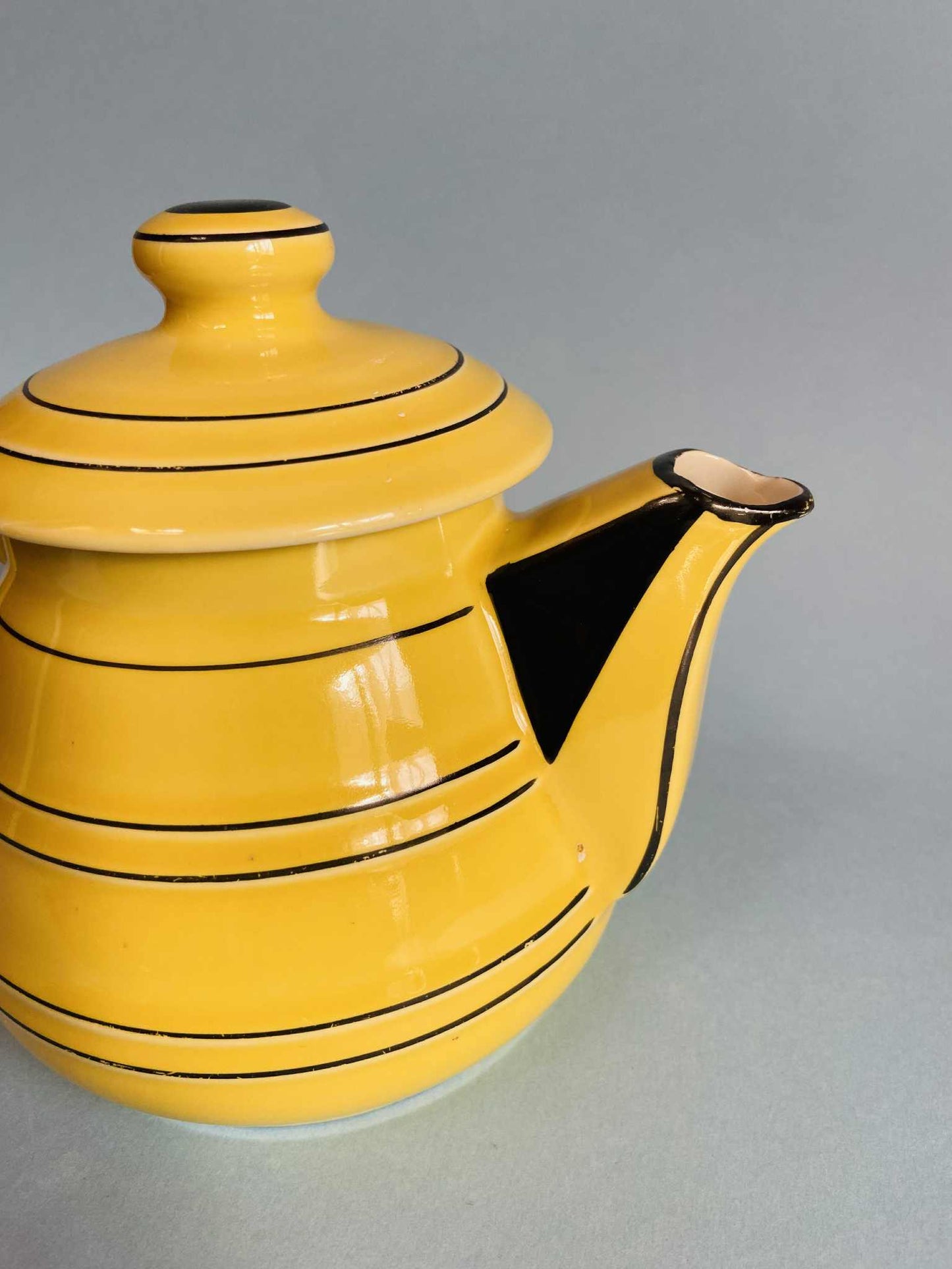 Théière vintage céramique NOMAR jaune et noire