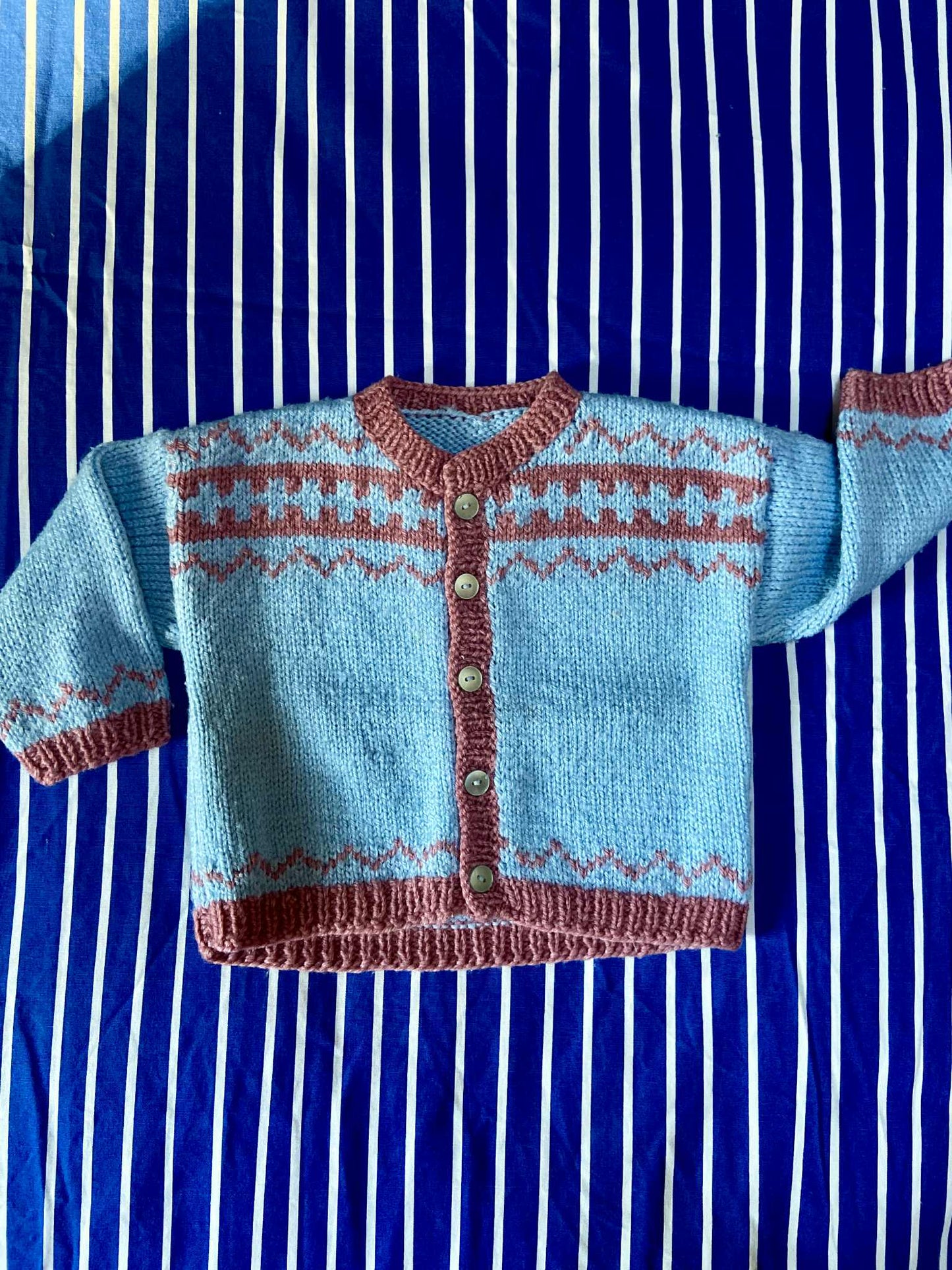 Gilet fait main vintage ROSE/BLEU