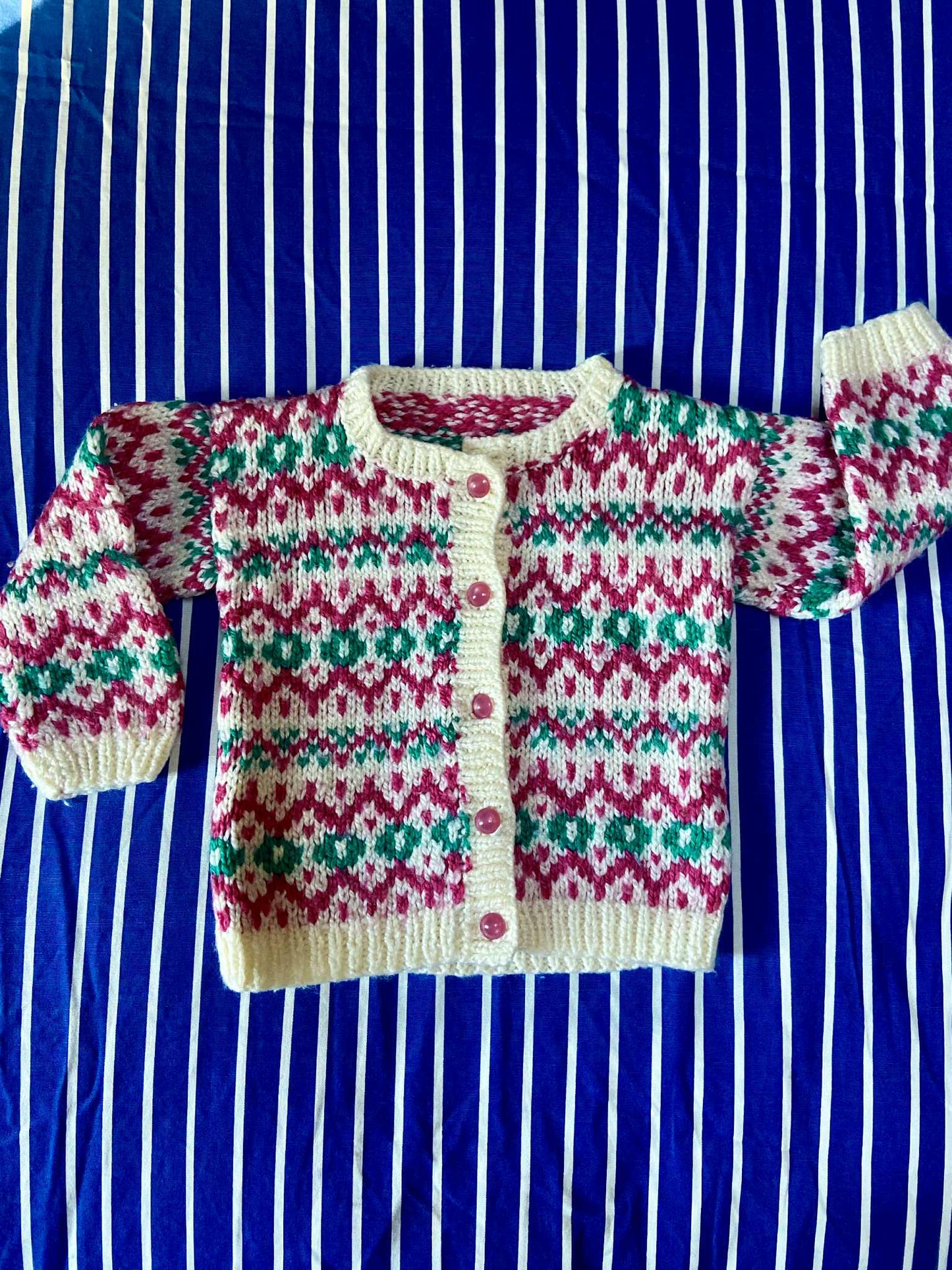 Gilet fait main vintage ROSE/VERT