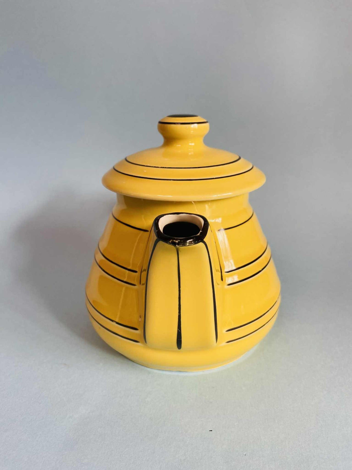 Théière vintage céramique NOMAR jaune et noire