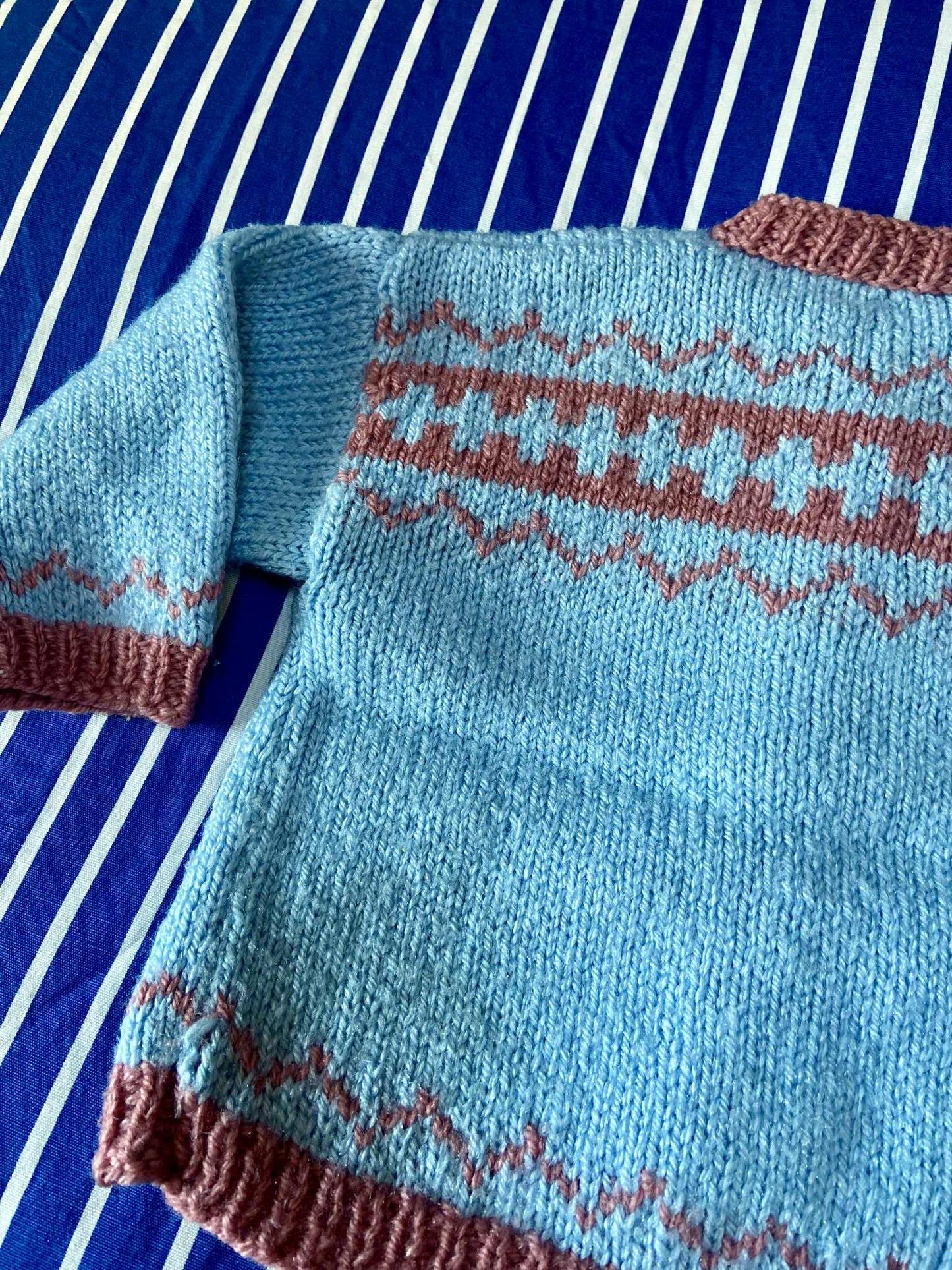 Gilet fait main vintage ROSE/BLEU