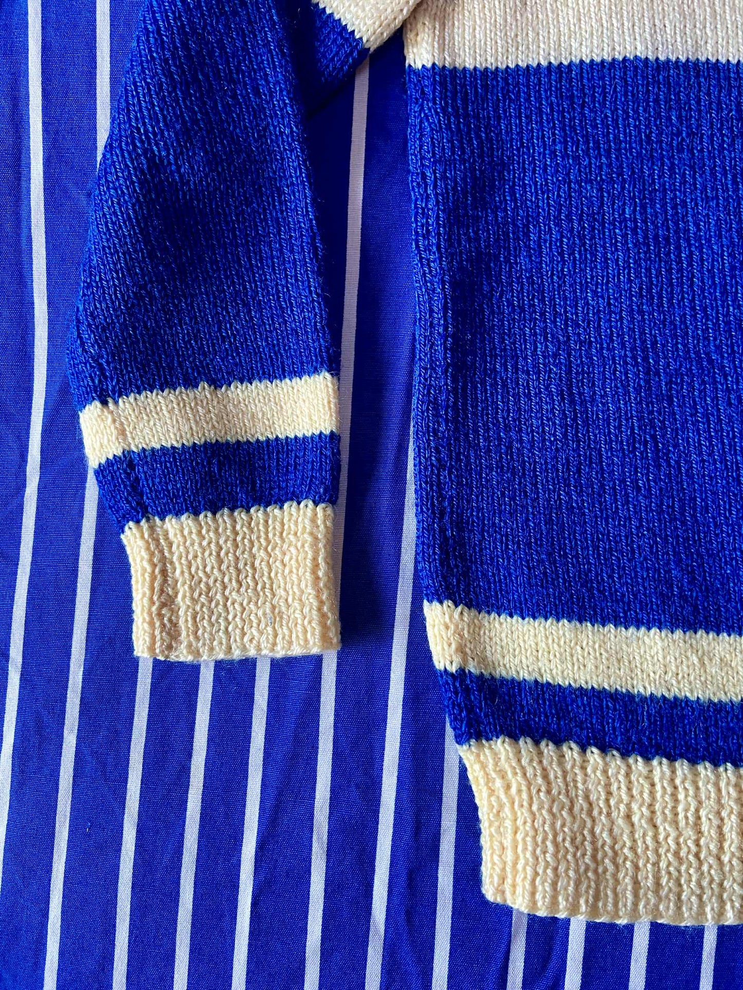 Pull fait main vintage BLEU/GRIS
