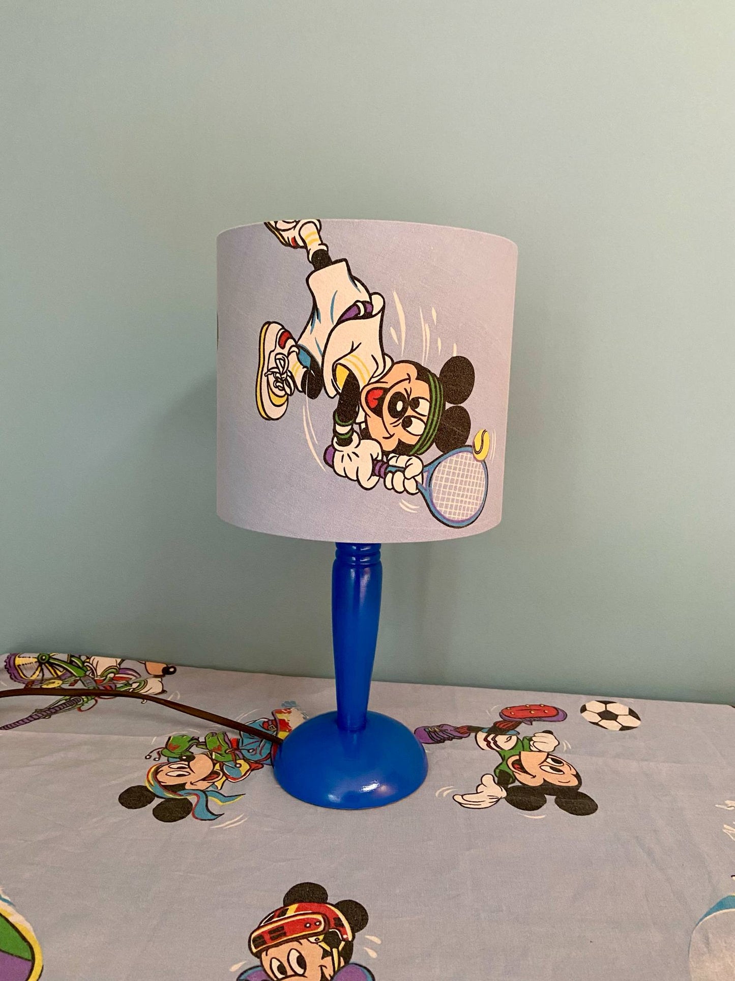 Lampe Créa CHACH pied bois bleu abat-jour MICKEY