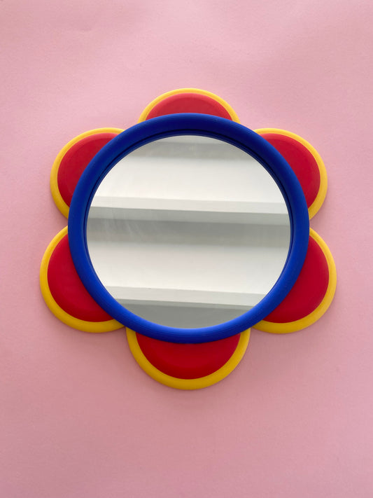 Miroir FLEUR Bleu/Rouge/Jaune