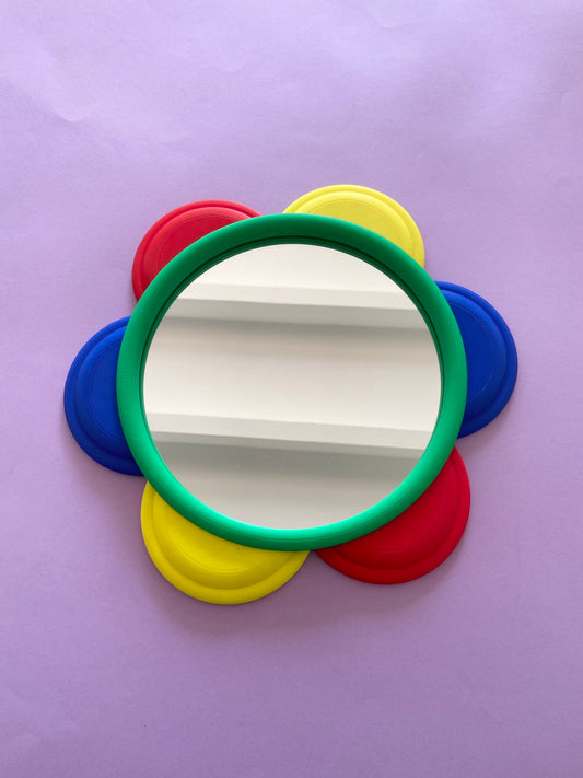 Miroir FLEUR QUADRICOLOR rond VERT