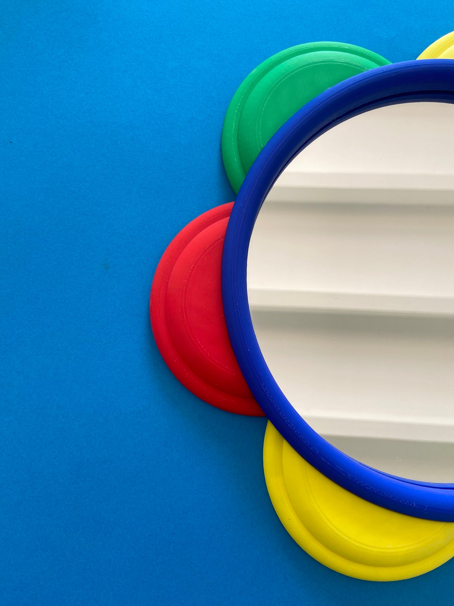 Miroir FLEUR QUADRICOLOR rond BLEU
