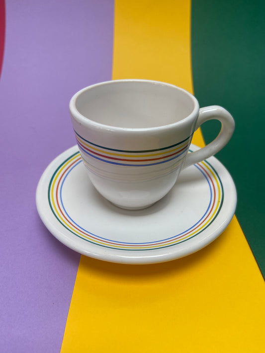 Tasse à expresso vintage Lignes couleurs primaires