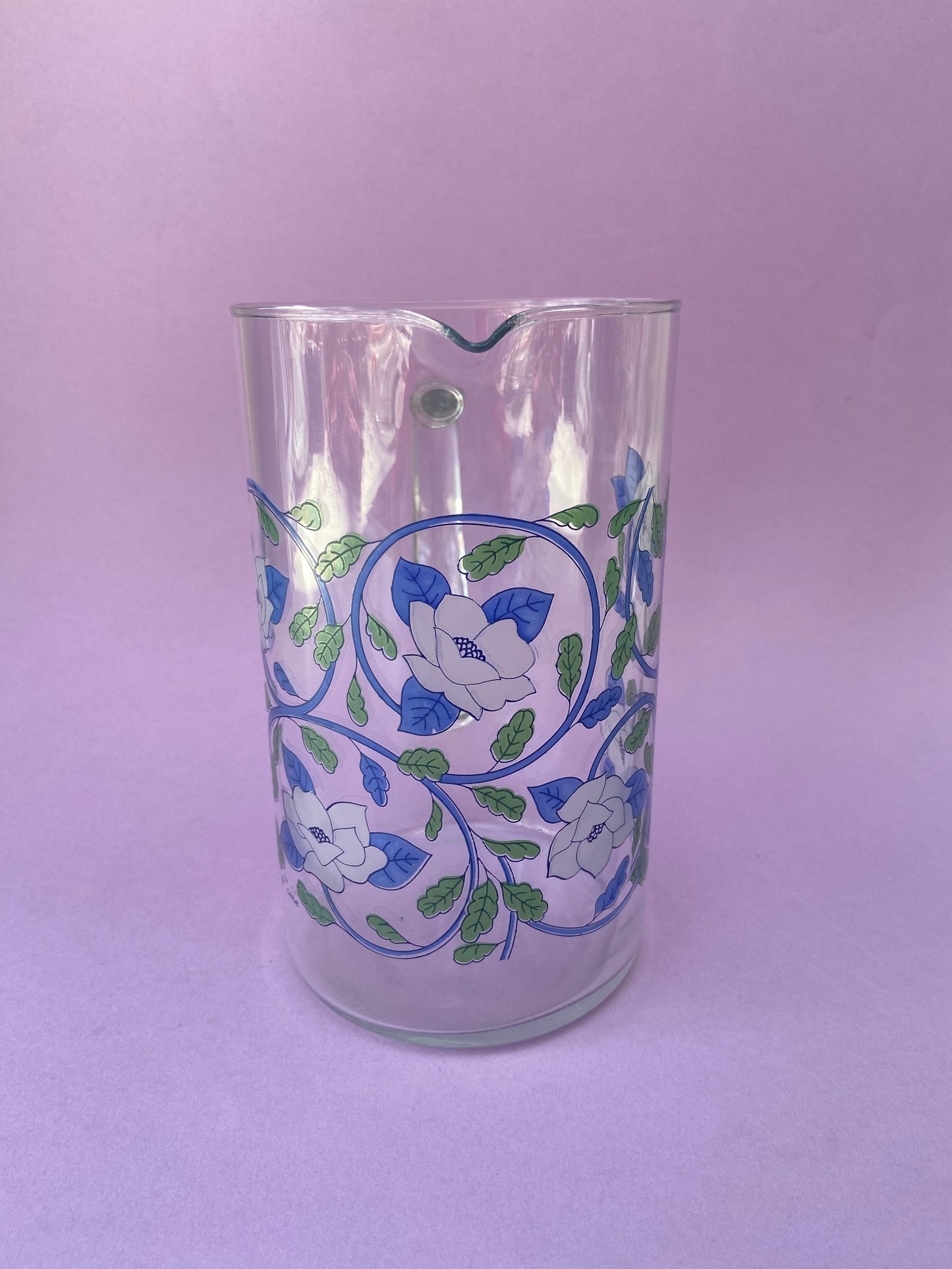 Pichet verre CERVE fleurs et feuillage