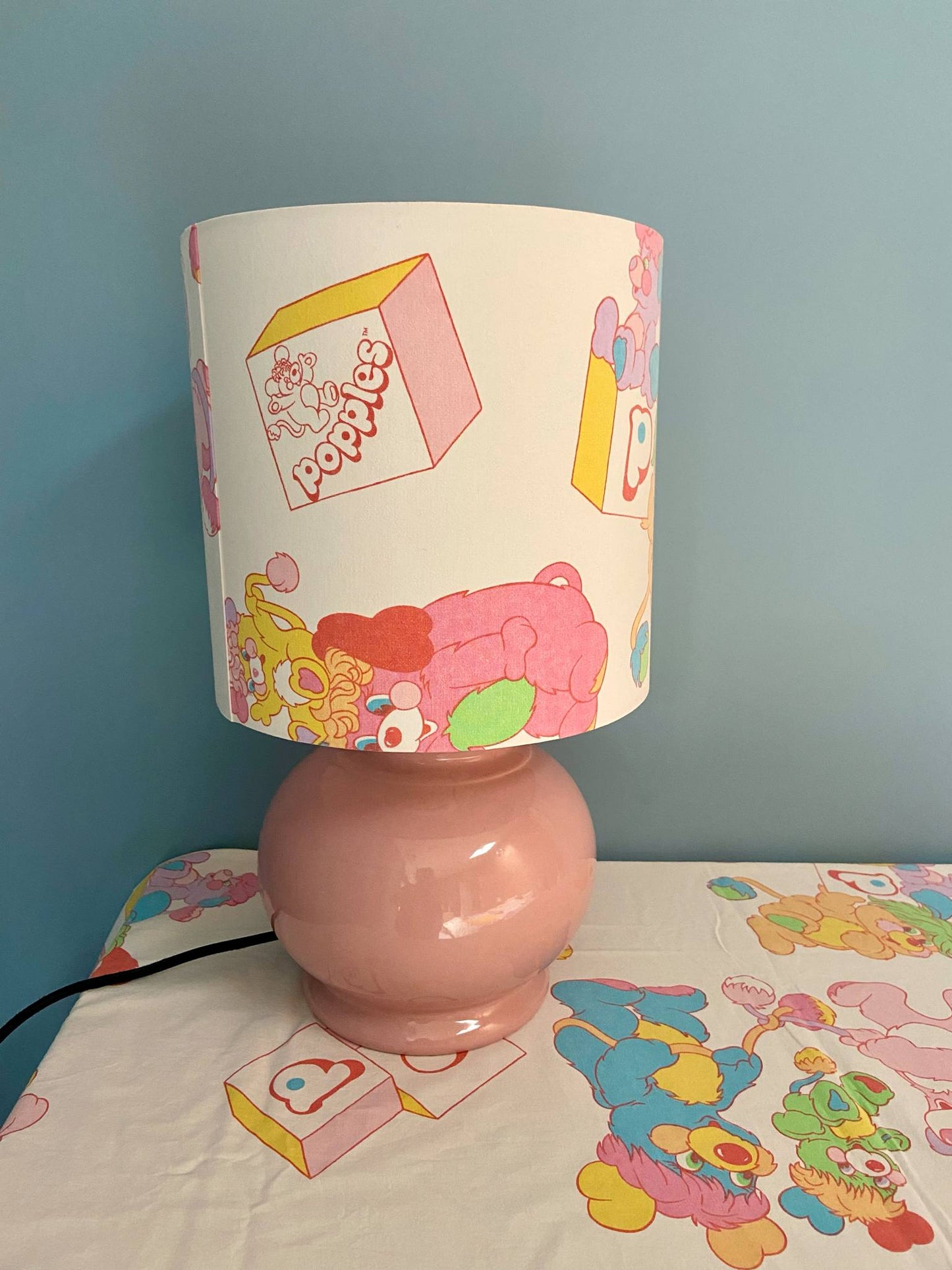 Lampe Créa CHACH pied céramique rose abat-jour POPPLES
