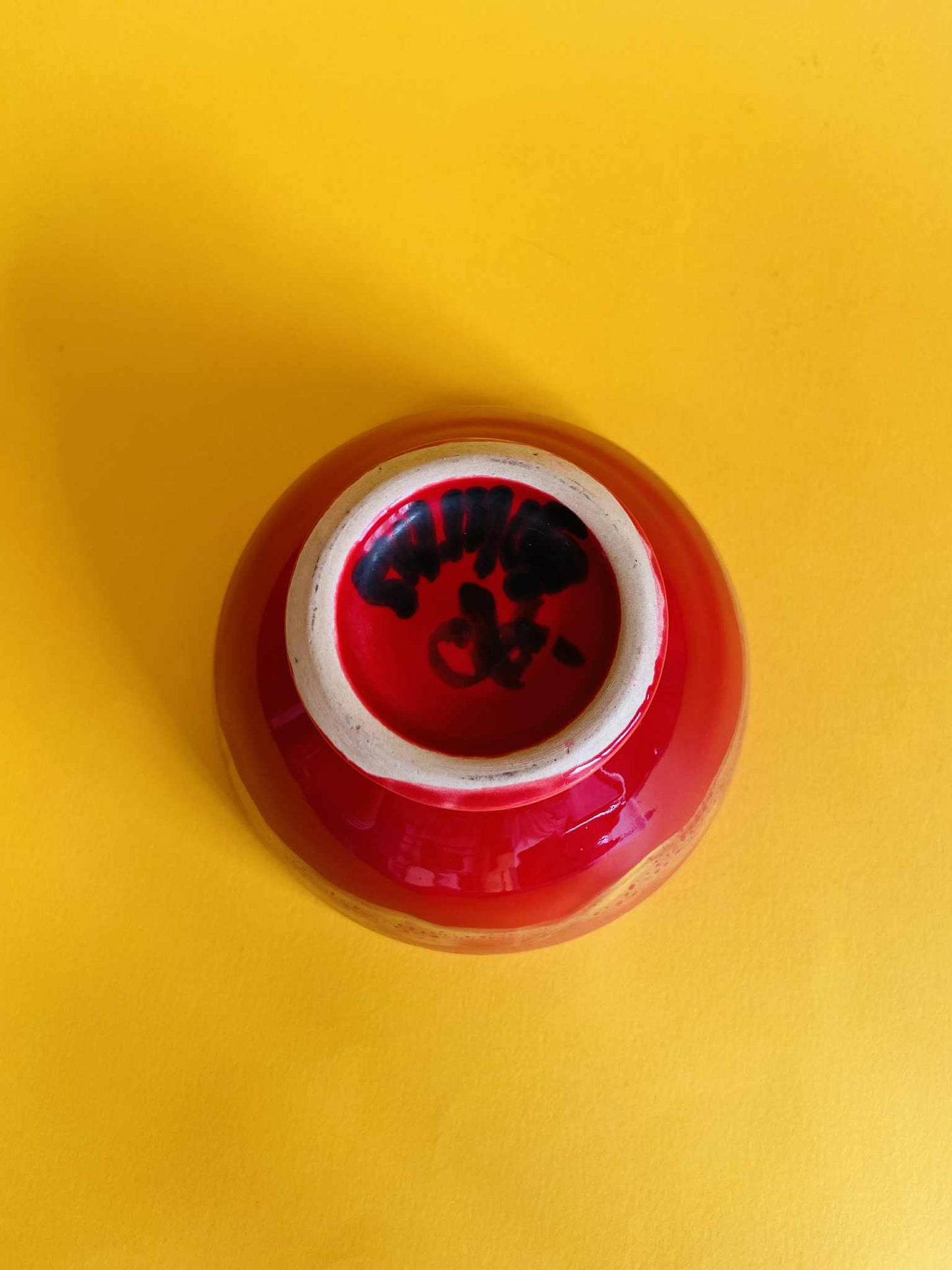 Bol céramique ROUGE écume JAUNE