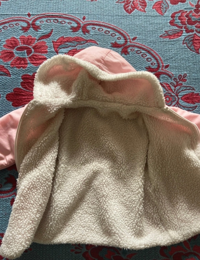 Manteau vintage bébé Rose doublure moumoute
