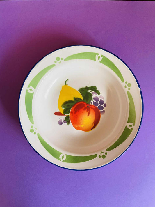 Petit saladier ou plat de service émaillé chinois motif FRUITS D'AUTOMNE